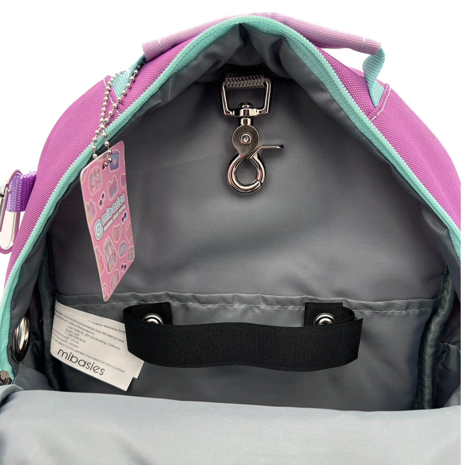 Small Feeding Tube Backpack | Dark/Light Purple and Teal | For EnteraLite Infinity Feeding Pump | 12”