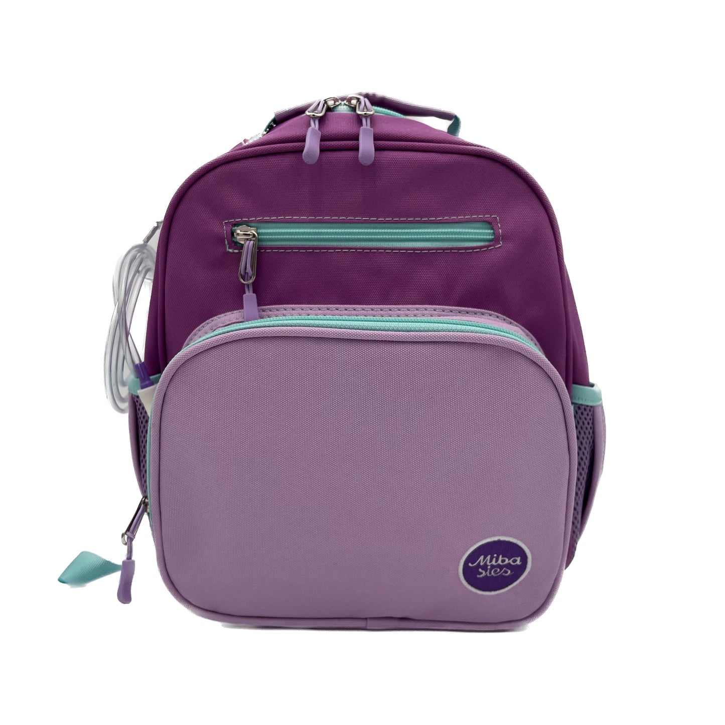 Small Feeding Tube Backpack | Dark/Light Purple and Teal | For EnteraLite Infinity Feeding Pump | 12”