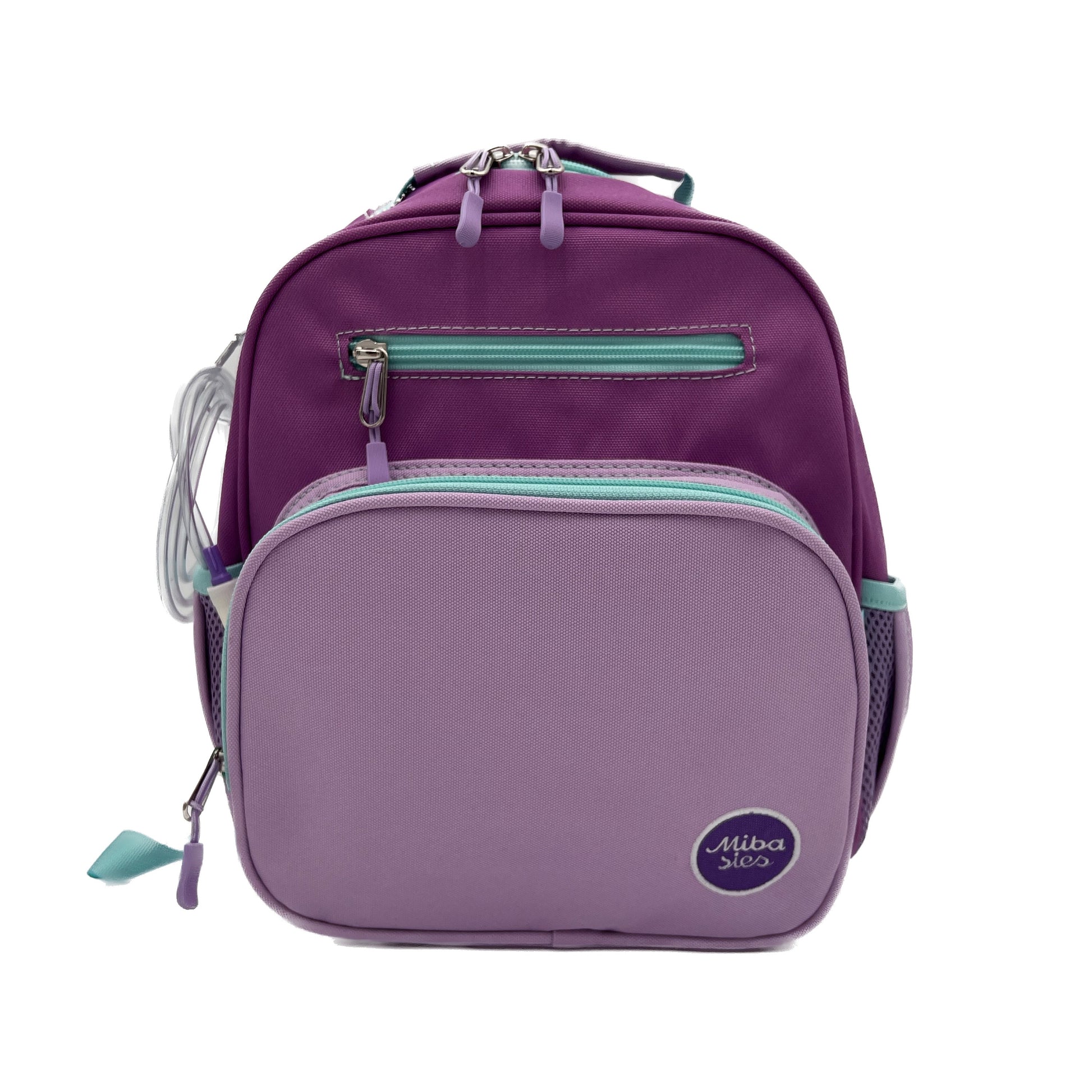 Small Feeding Tube Backpack | Dark/Light Purple and Teal | For EnteraLite Infinity Feeding Pump | 12”