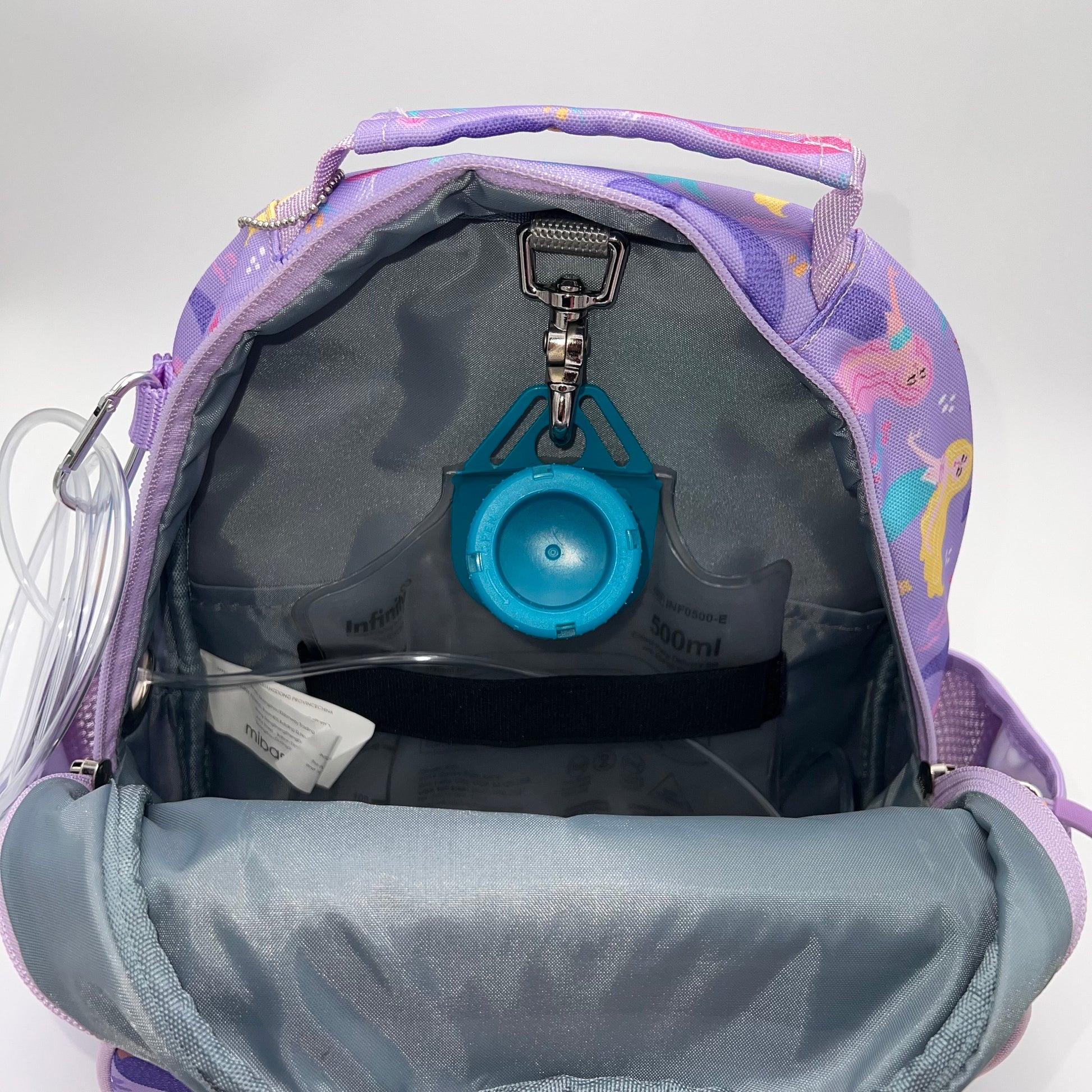 Small Feeding Tube Backpack | Lavender Mermaids | For EnteraLite Infinity Feeding Pump | 12”