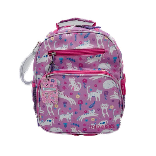 Small Feeding Tube Backpack | Pink Flower Cats | For EnteraLite Infinity Feeding Pump | 12”