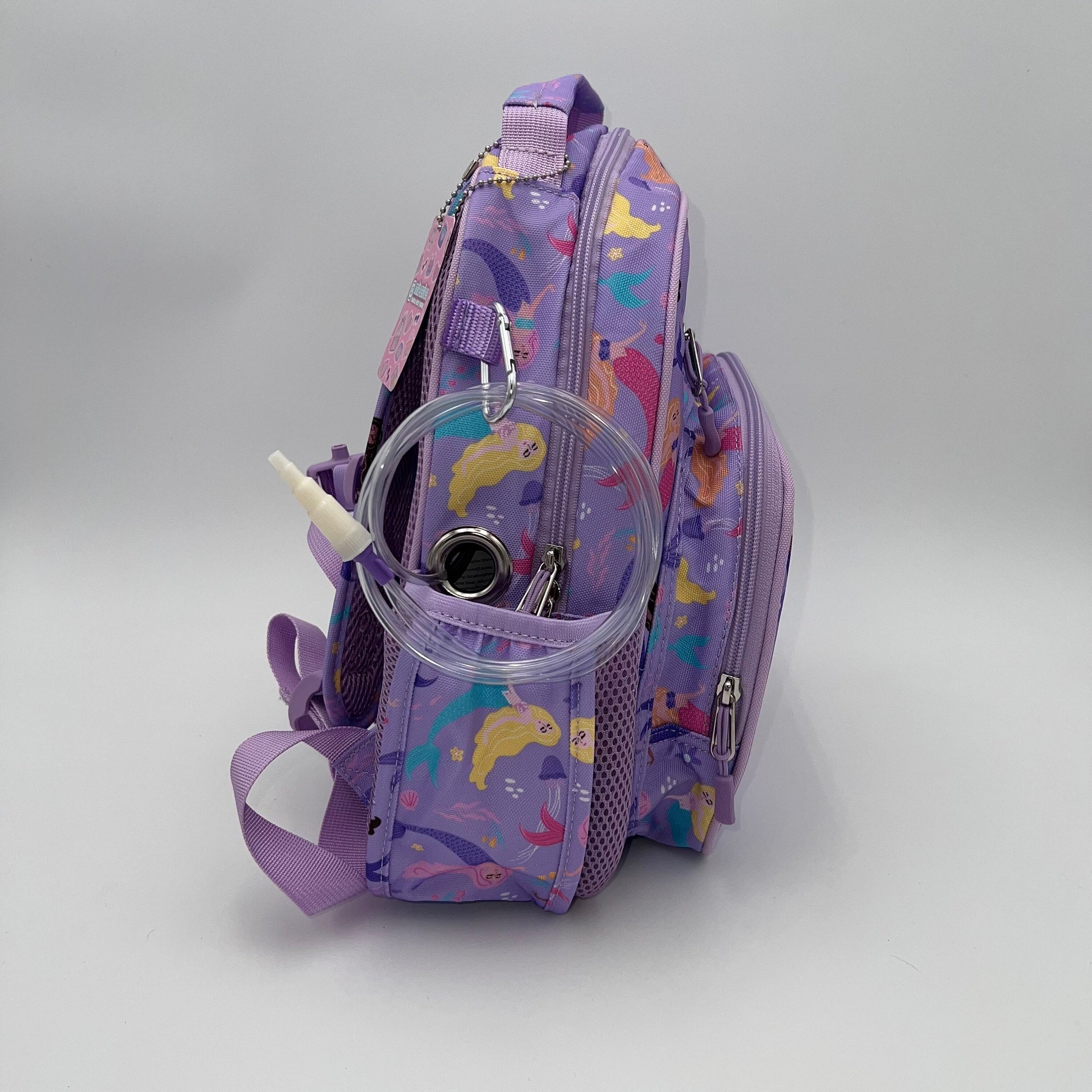 Small Feeding Tube Backpack | Lavender Mermaids | For EnteraLite Infinity Feeding Pump | 12”