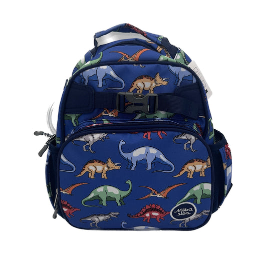 Small Feeding Tube Backpack | Navy Blue Dinosaur with Buckle | For EnteraLite Infinity Feeding Pump | 12”