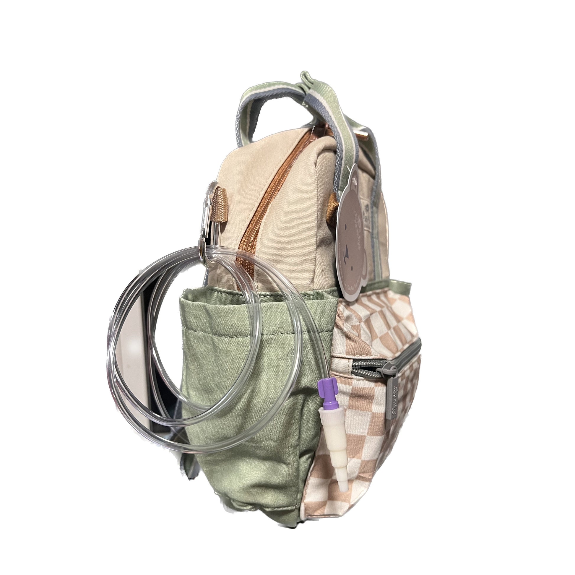 Toddler Sized Tube Feeding Backpack | 500ML | for EnteraLite Infinity Pump | XS | Sage Green Gingham