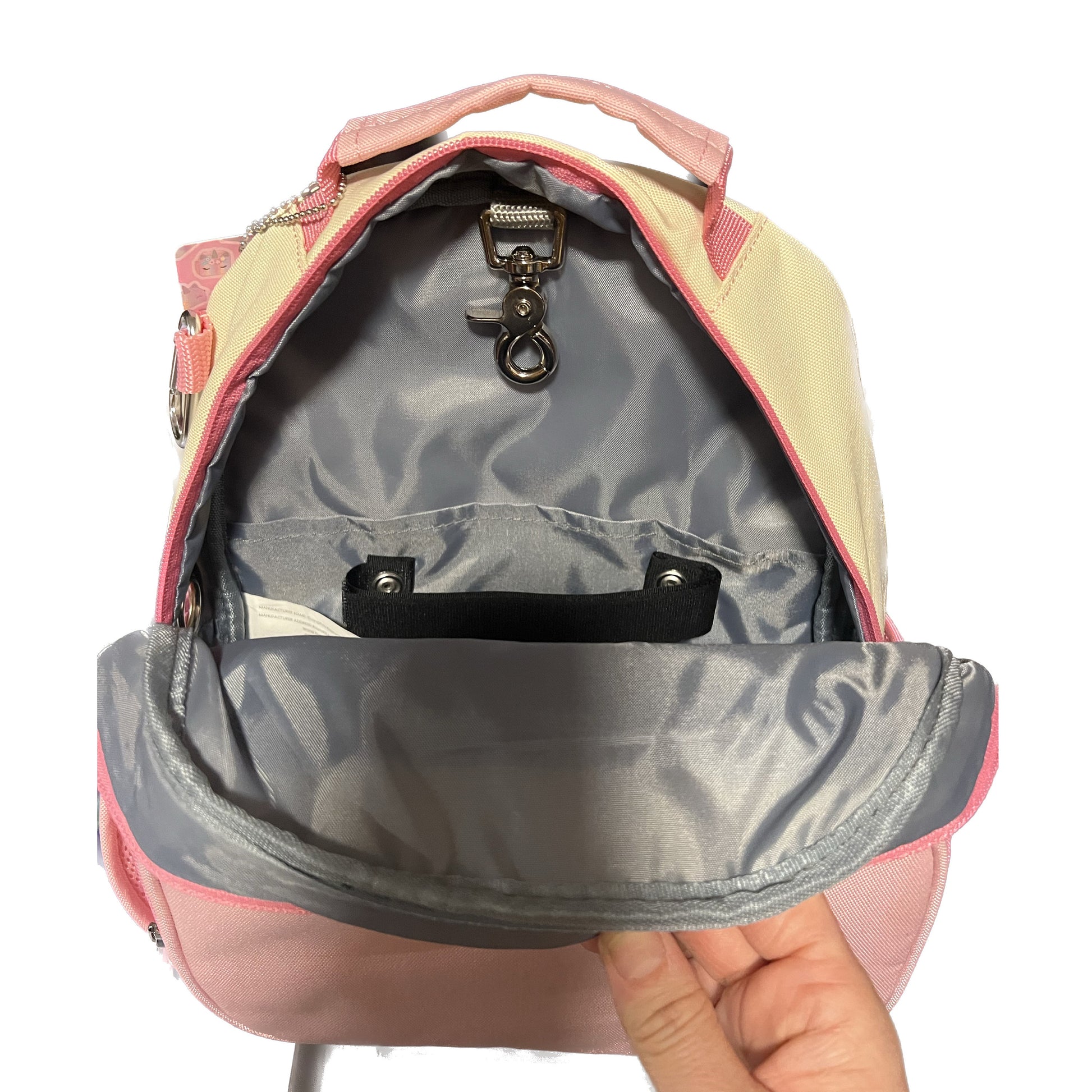 Small Feeding Tube Backpack | Cream and Pink | For EnteraLite Infinity Feeding Pump | 12”