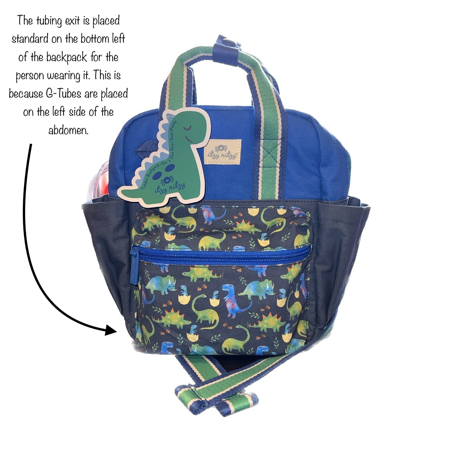 Toddler Sized Tube Feeding Backpack | 500ML | for EnteraLite Infinity Pump | XS, 10” | Raining Dinos