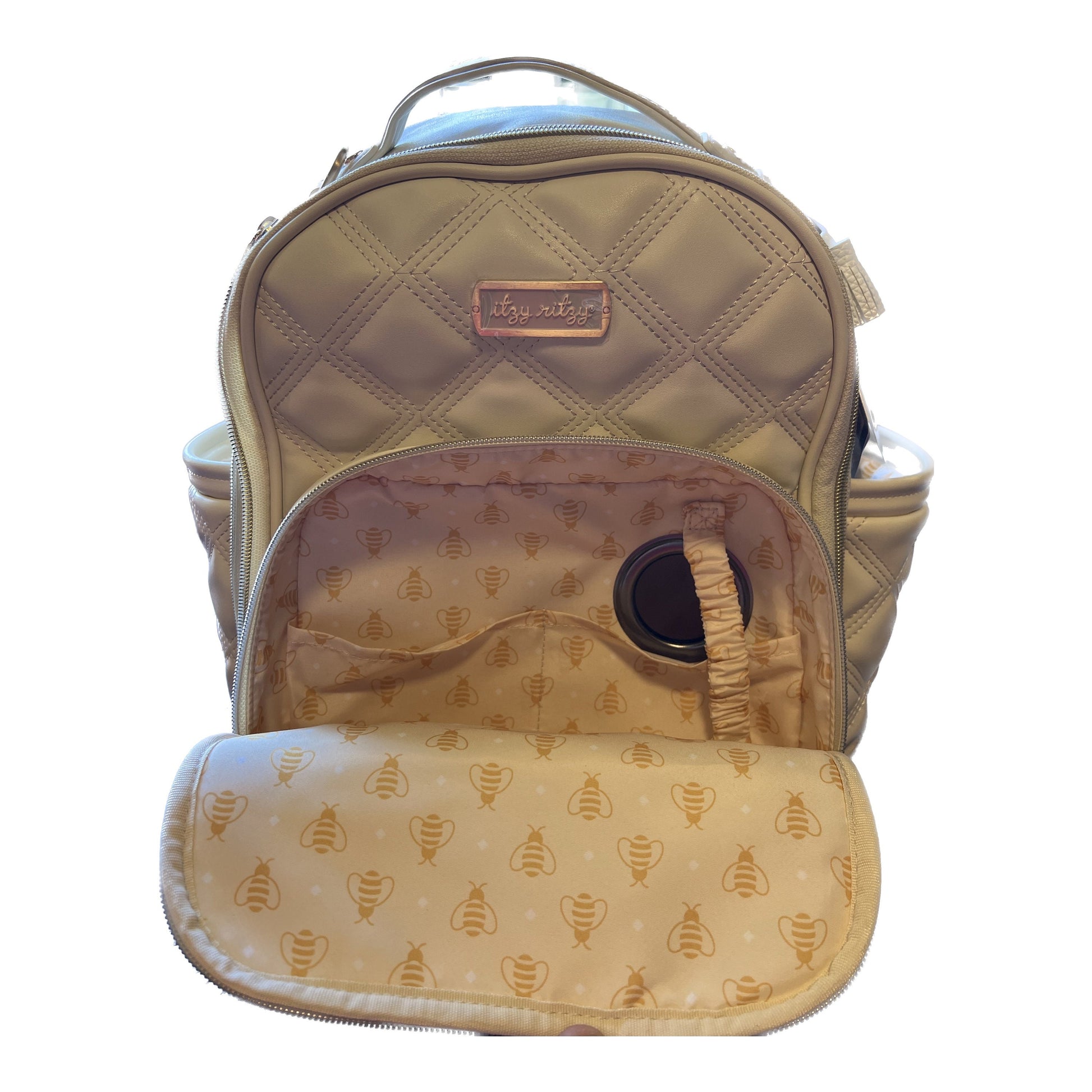 Small Tube Feeding Backpack | Cream, Milk and Honey, Vegan Leather | Small, 12” | For Enteralite Infinity, Kangaroo Joey/Omni, TPN