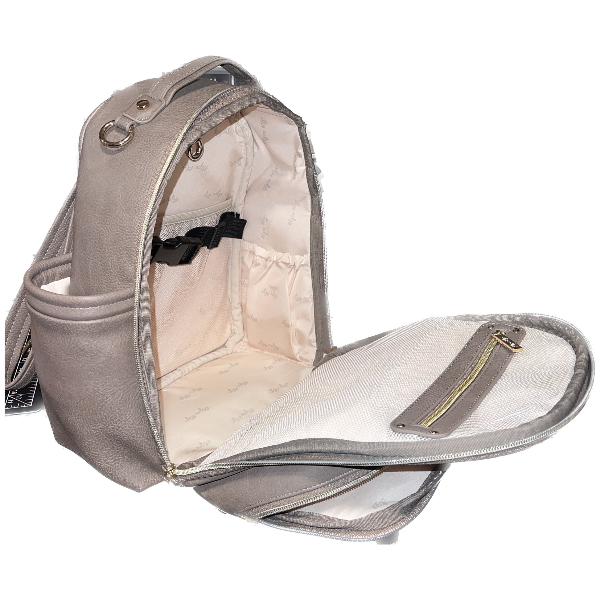 Small Tube Feeding Backpack | Vanilla Latte, Vegan Leather | Small, 12” | For Enteralite Infinity, Kangaroo Joey/Omni, TPN