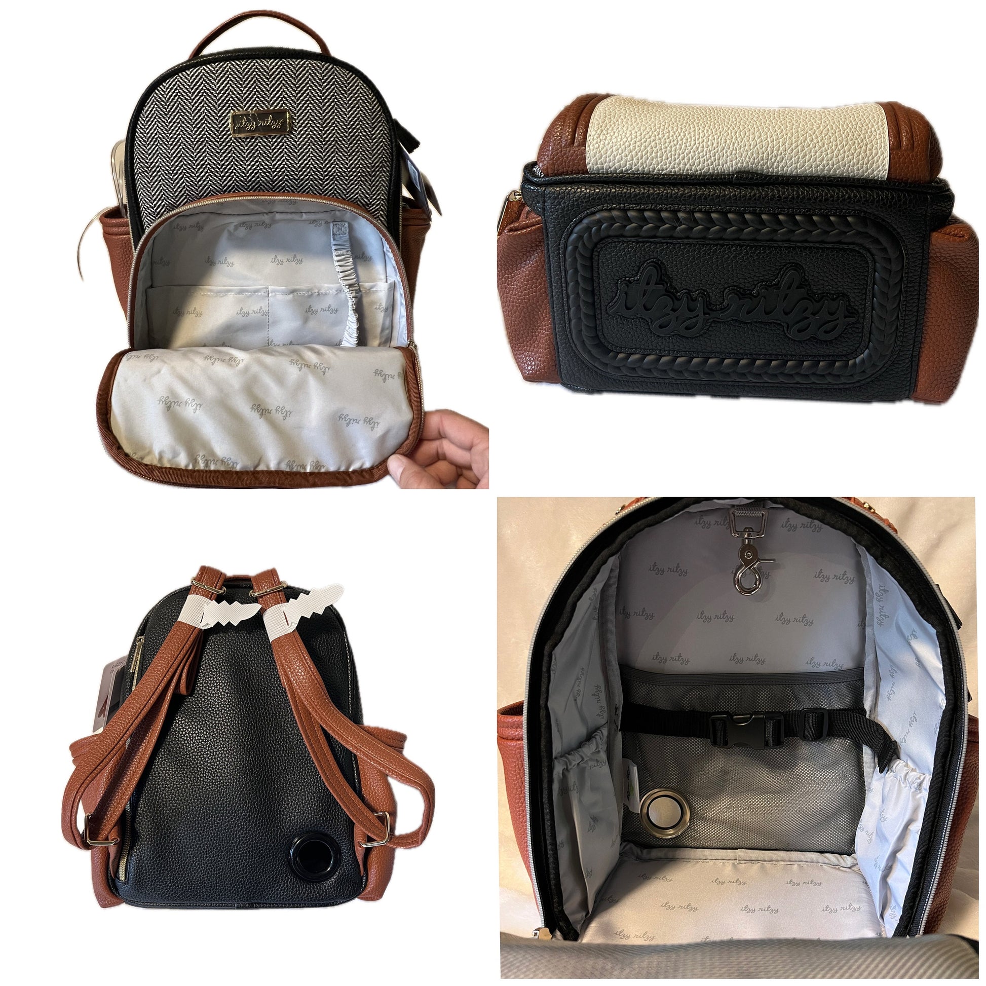 Small Tube Feeding Backpack | Coffee and Cream, Vegan Leather | Small, 12” | For Enteralite Infinity, Kangaroo Joey/Omni, TPN