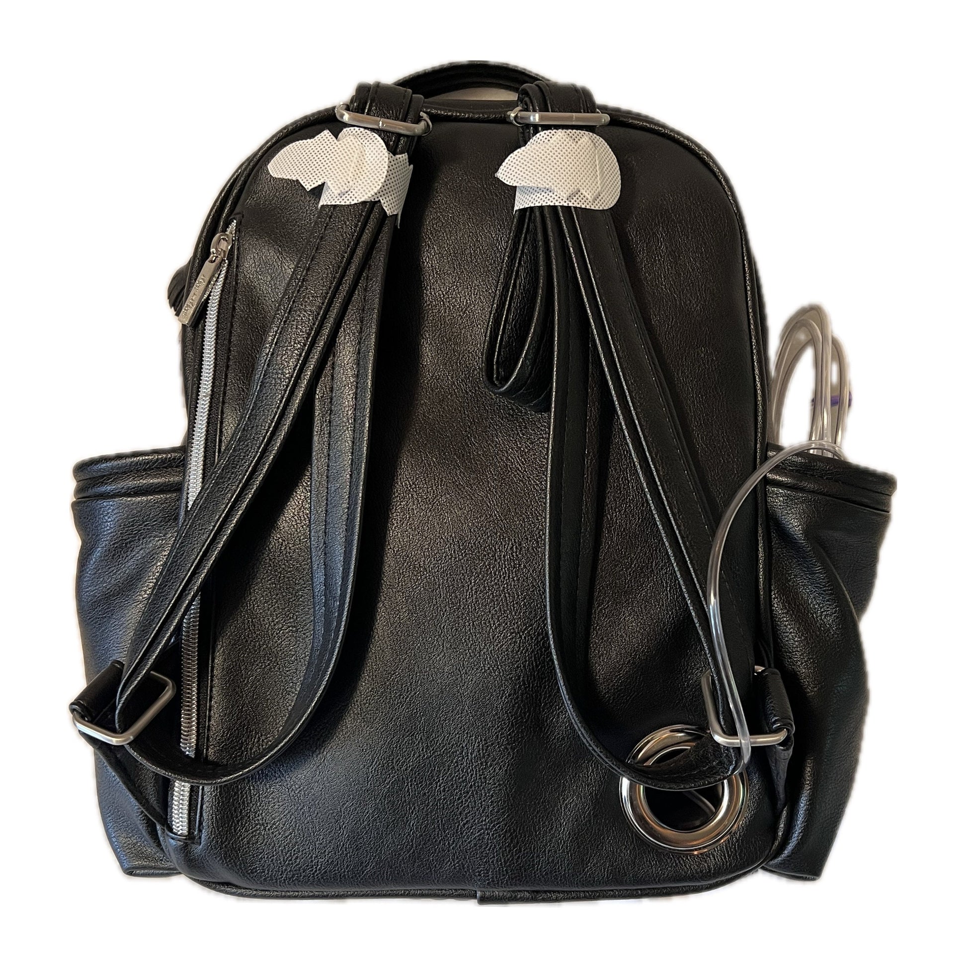 Small Tube Feeding Backpack | Black Noir, Vegan Leather | Small, 12” | For Enteralite Infinity, Kangaroo Joey/Omni, TPN