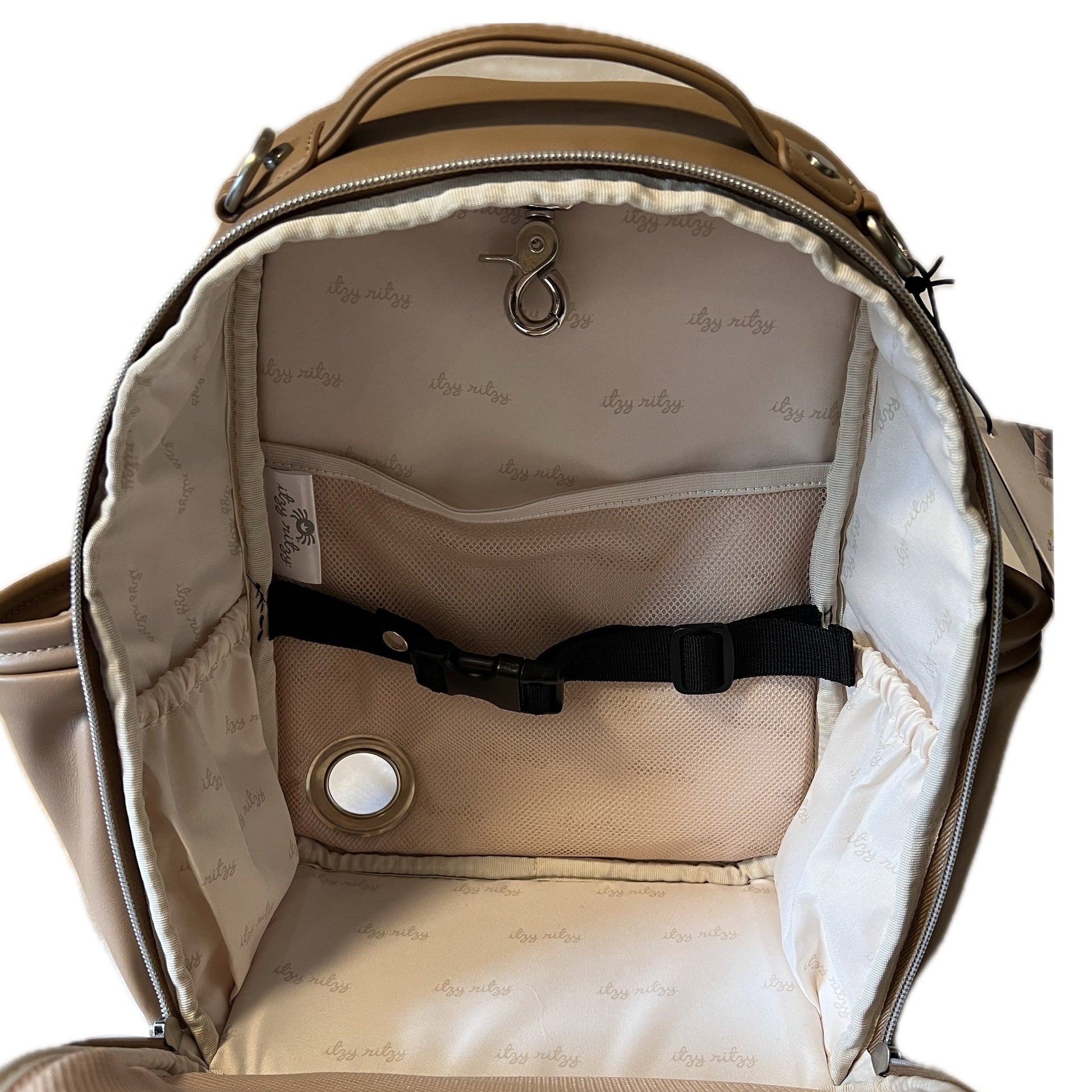 GTube Modified Tube Feeding Backpack | Chai Latte, Vegan Leather | Small, 12” | For Enteralite Infinity, Kangaroo Joey, TPN