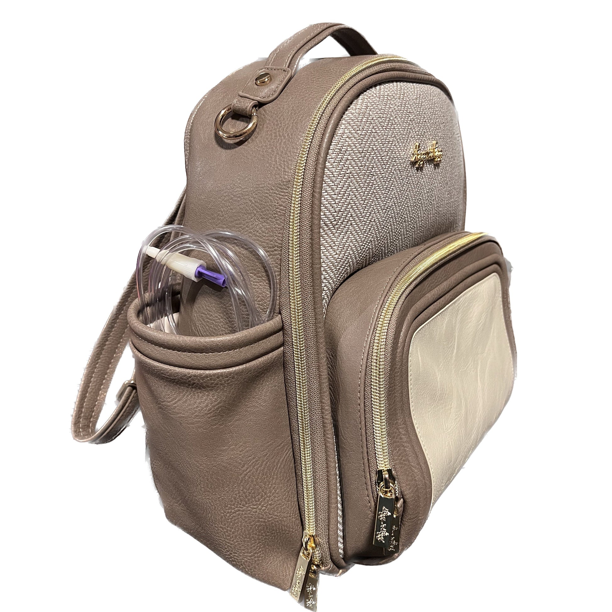 aspen leather backpack Small Tube Feeding Backpack | Aspen , Vegan Leather | Small, 12” | For Enteralite Infinity, Kangaroo Joey/Omni, TPN