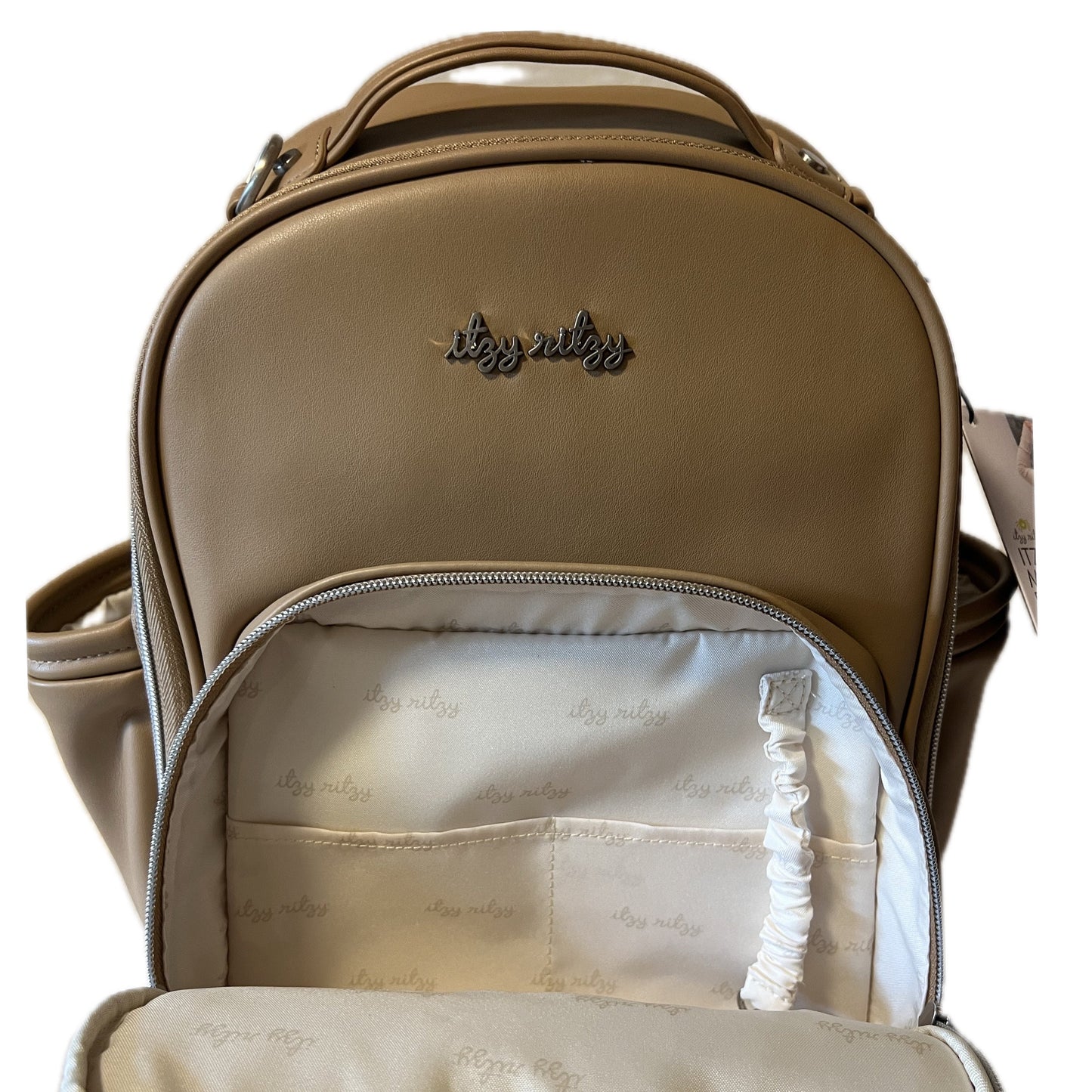 GTube Modified Tube Feeding Backpack | Chai Latte, Vegan Leather | Small, 12” | For Enteralite Infinity, Kangaroo Joey, TPN