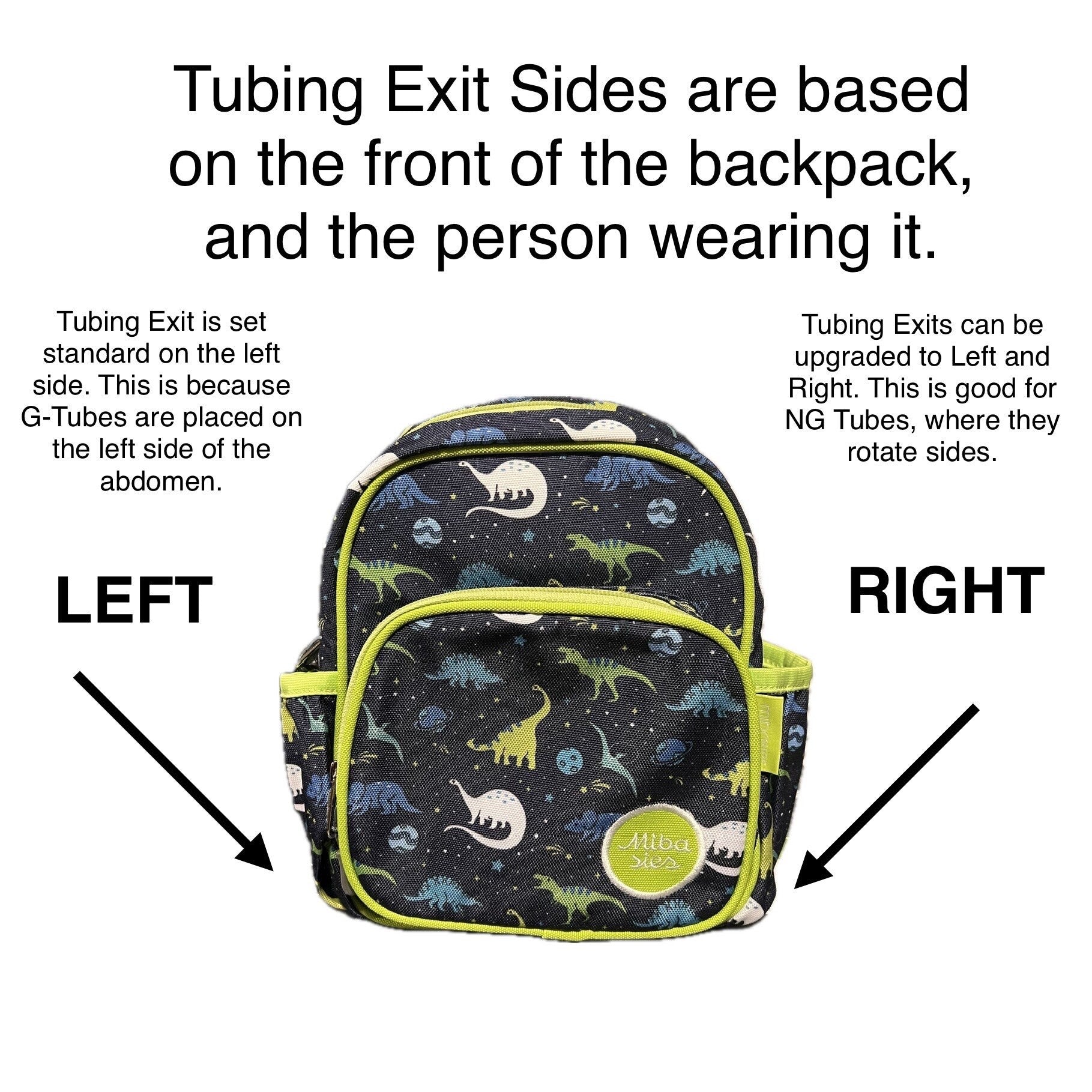 Infant Sized Tube Feeding Backpack with Leash | 500ML | for EnteraLite Infinity Pump | XS 9.5” | Blue and Pink Rainbows