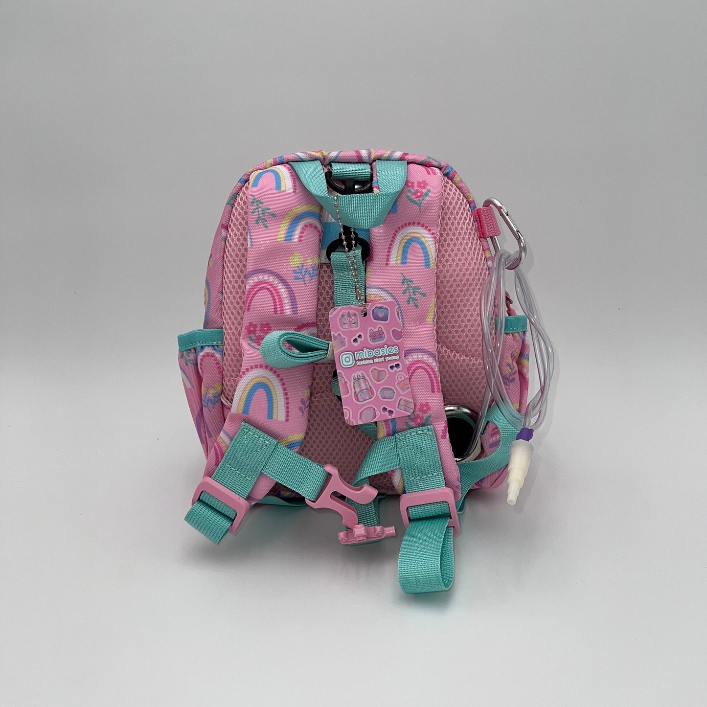 Infant/Toddler Tube Feeding Backpack with Leash | 500ML | for EnteraLite Infinity Pump | XS 9.5” | Pink Rainbows