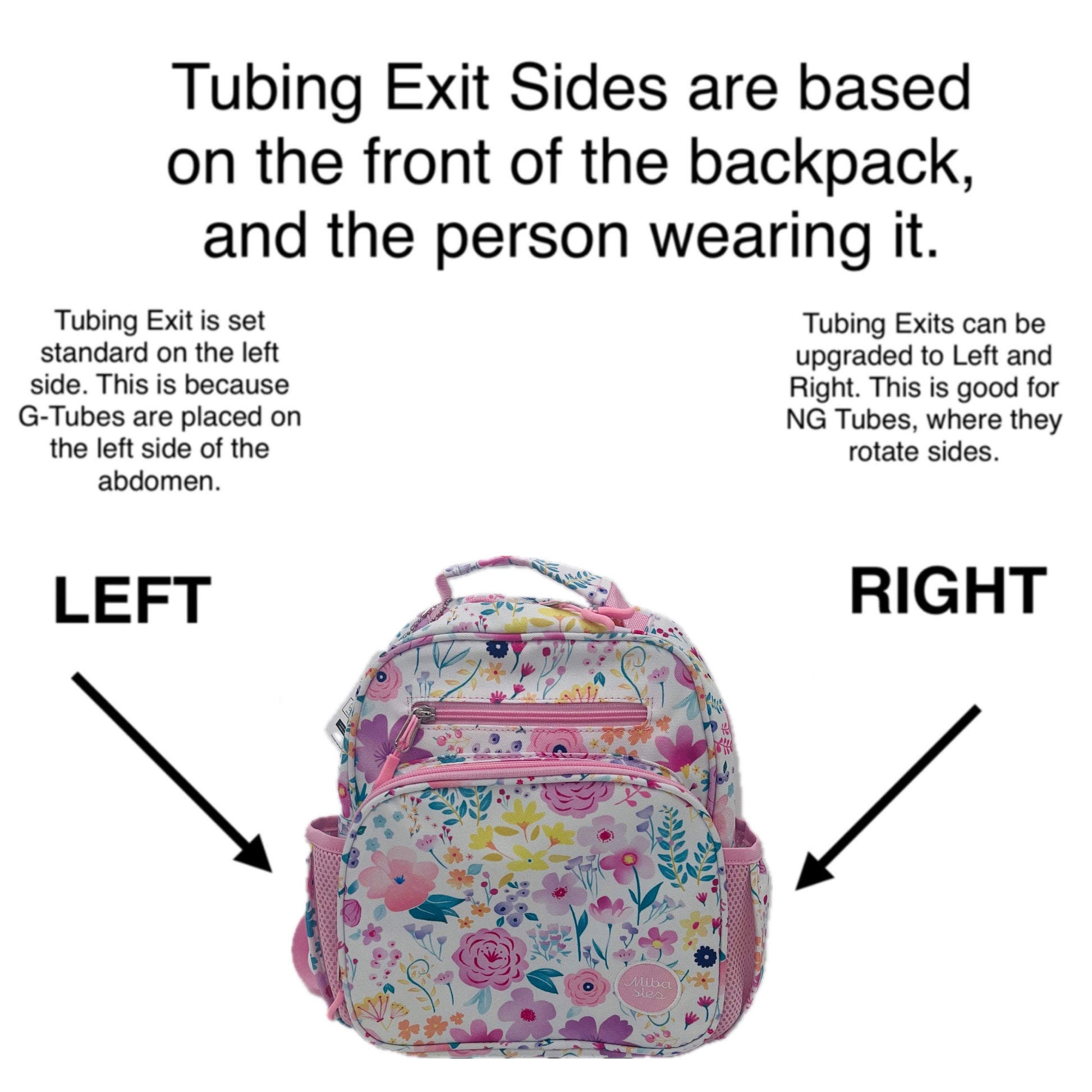 Small Feeding Tube Backpack | Glitter Diagonal Rainbow | For EnteraLite Infinity Feeding Pump, Kangaroo Joey / Omni | 12”