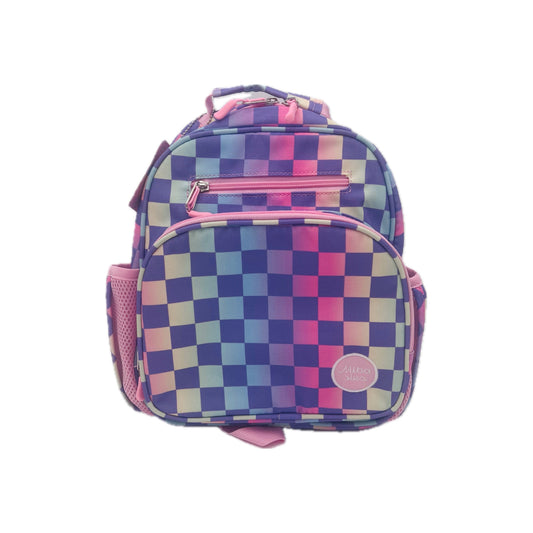 Small Feeding Tube Backpack | Rainbow Checks | For EnteraLite Infinity Feeding Pump, Kangaroo Joey / Omni | 12”