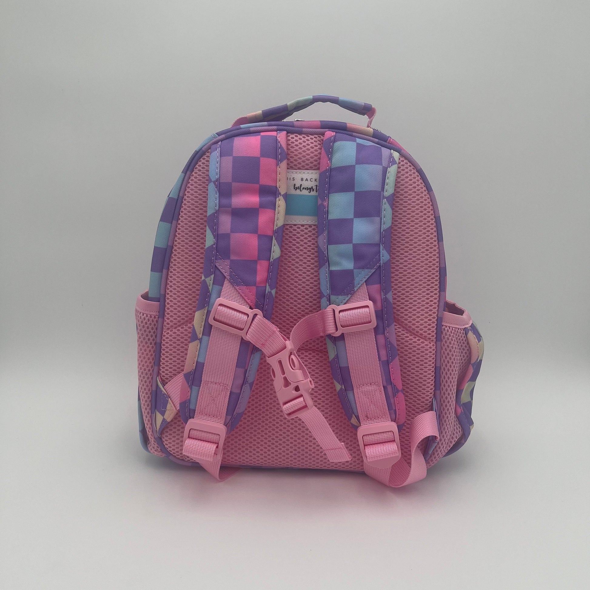 Small Feeding Tube Backpack | Rainbow Checks | For EnteraLite Infinity Feeding Pump, Kangaroo Joey / Omni | 12”