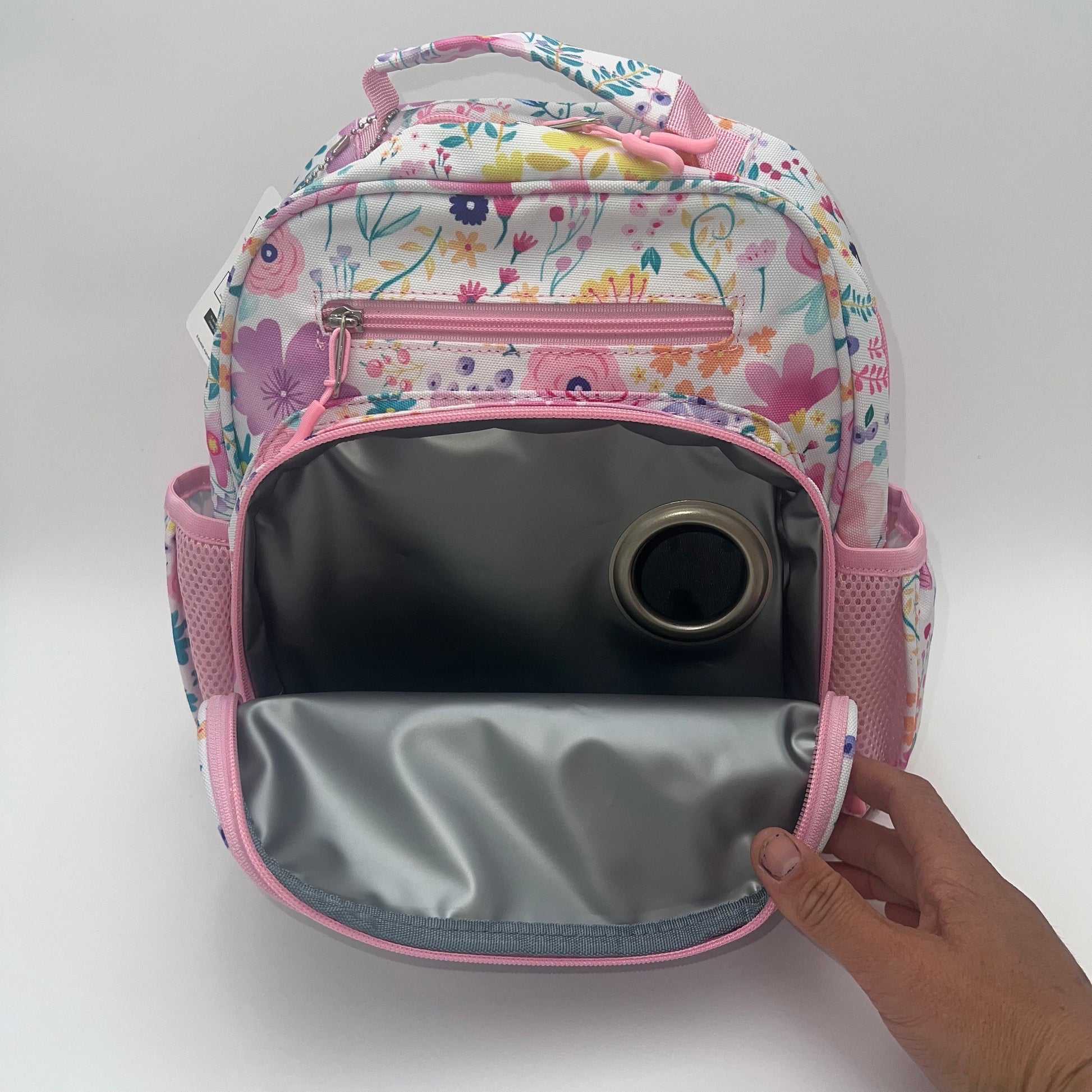 Small Feeding Tube Backpack | Pink Half Strawberries | For EnteraLite Infinity Feeding Pump, Kangaroo Joey / Omni | 12”