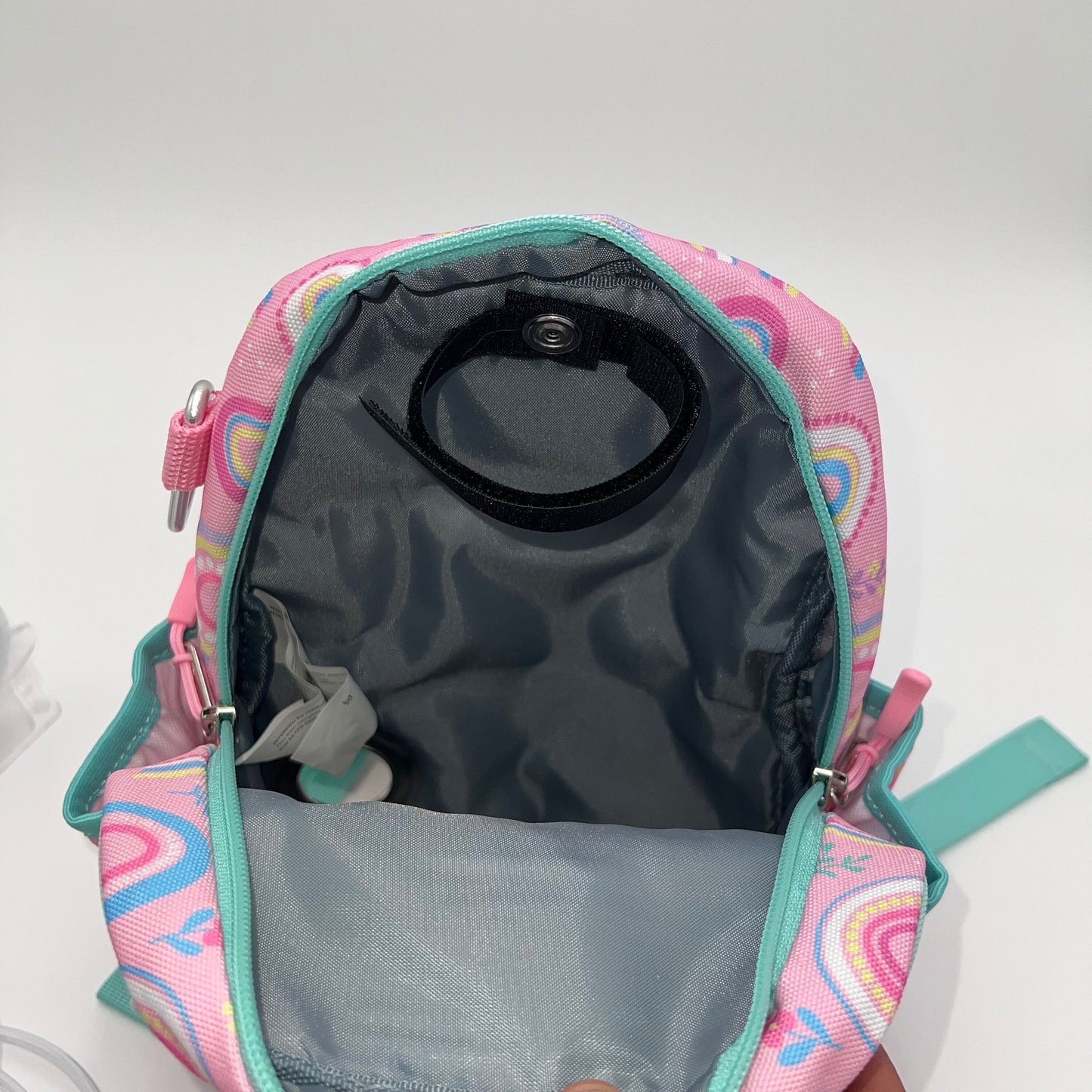 Infant/Toddler Tube Feeding Backpack with Leash | 500ML | for EnteraLite Infinity Pump | XS 9.5” | Pink Rainbows