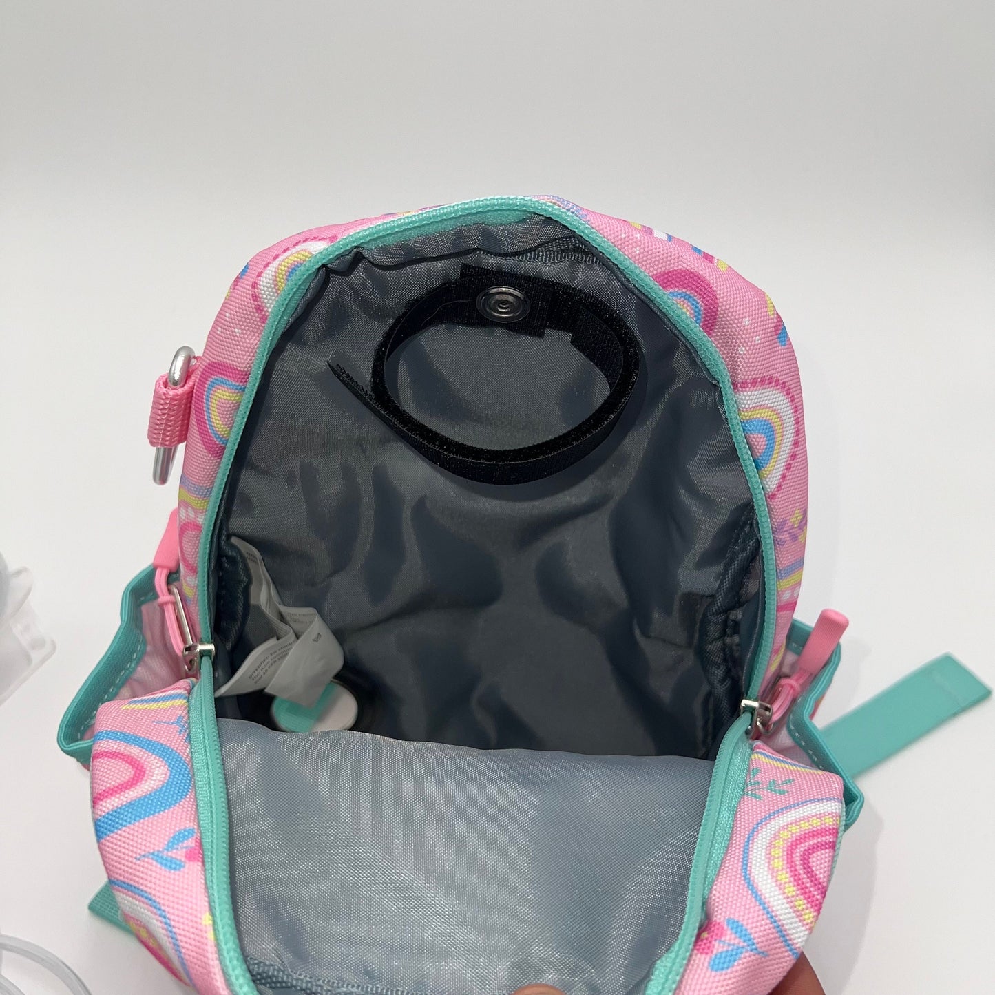 Infant Sized Tube Feeding Backpack with Leash | 500ML | for EnteraLite Infinity Pump | XS 9.5” | Pink Rainbows