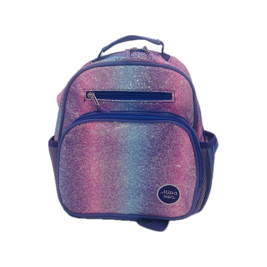 Small Feeding Tube Backpack | Purple Glitter Rainbow | For EnteraLite Infinity Feeding Pump, Kangaroo Joey / Omni | 12”