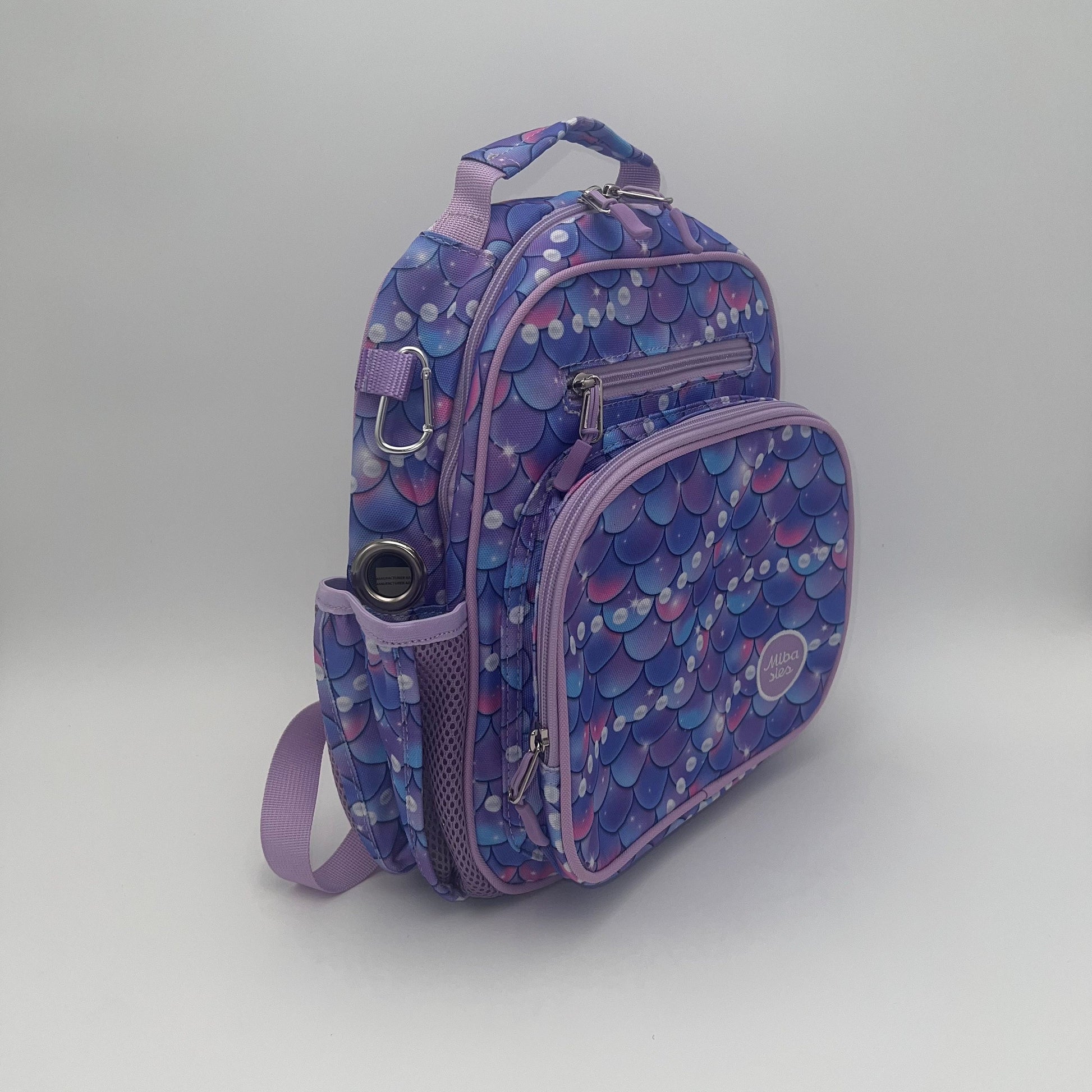 Small Feeding Tube Backpack | Purple Mermaid and Pearls | For EnteraLite Infinity Feeding Pump, Kangaroo Joey / Omni | 12”