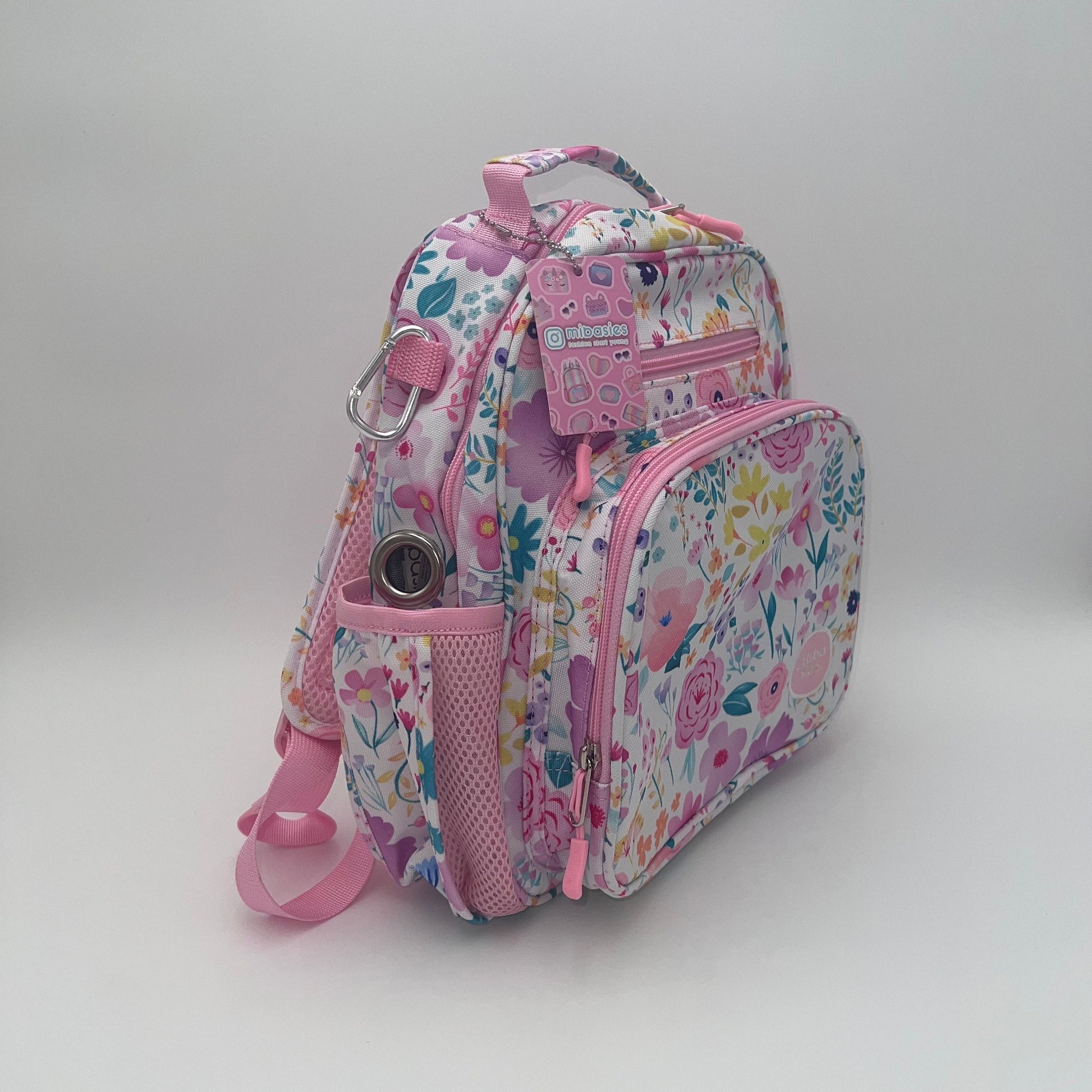 Small Feeding Tube Backpack | Pink Half Strawberries | For EnteraLite Infinity Feeding Pump, Kangaroo Joey / Omni | 12”