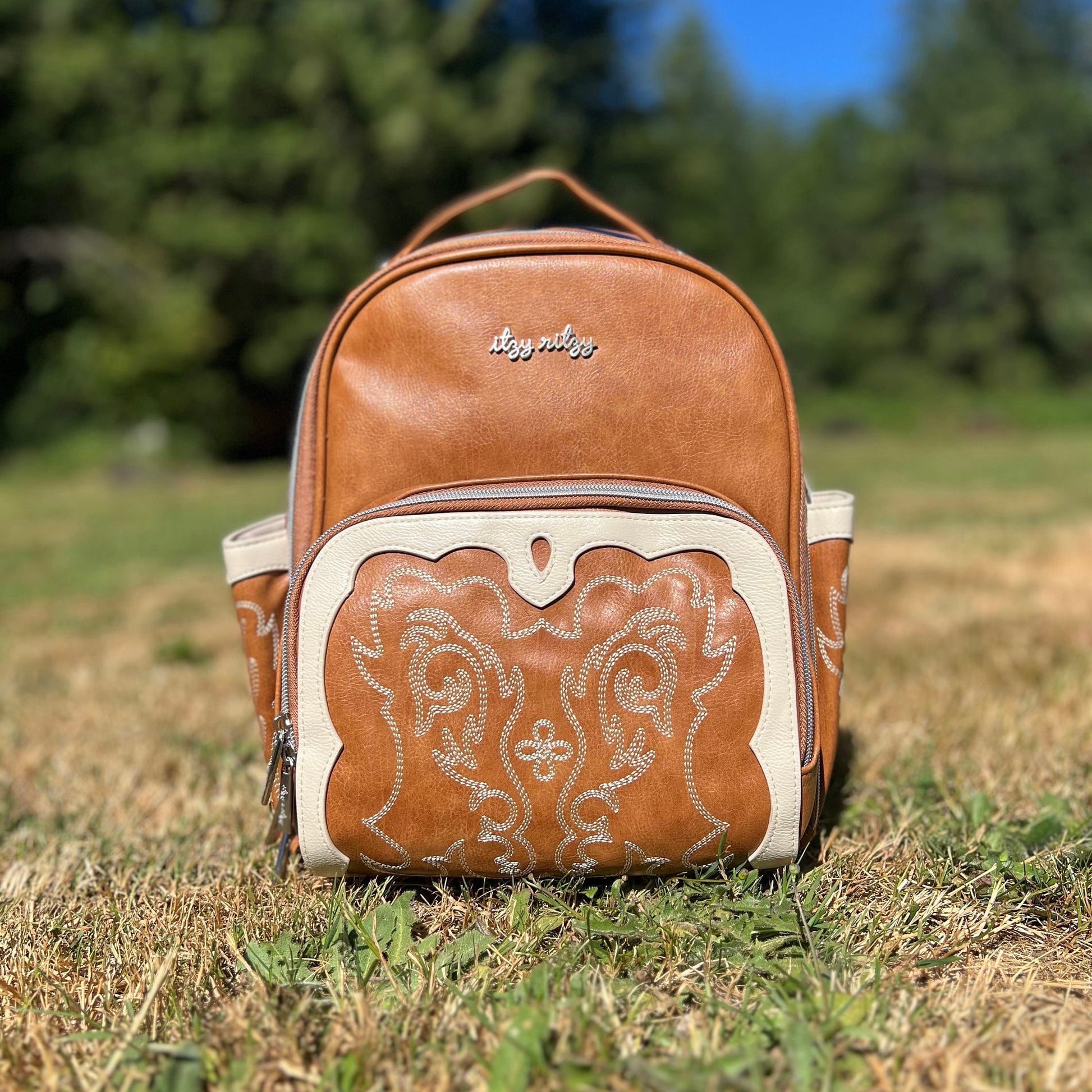 Small Tube Feeding Backpack | Western Brown, Vegan Leather | Small, 12” | For Enteralite Infinity, Kangaroo Joey/Omni, TPN