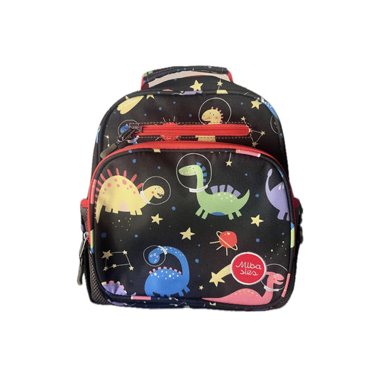 Small Feeding Tube Backpack | Black and Red Space Dinosaur | For EnteraLite Infinity Feeding Pump, Kangaroo Joey, Kangaroo OMNI