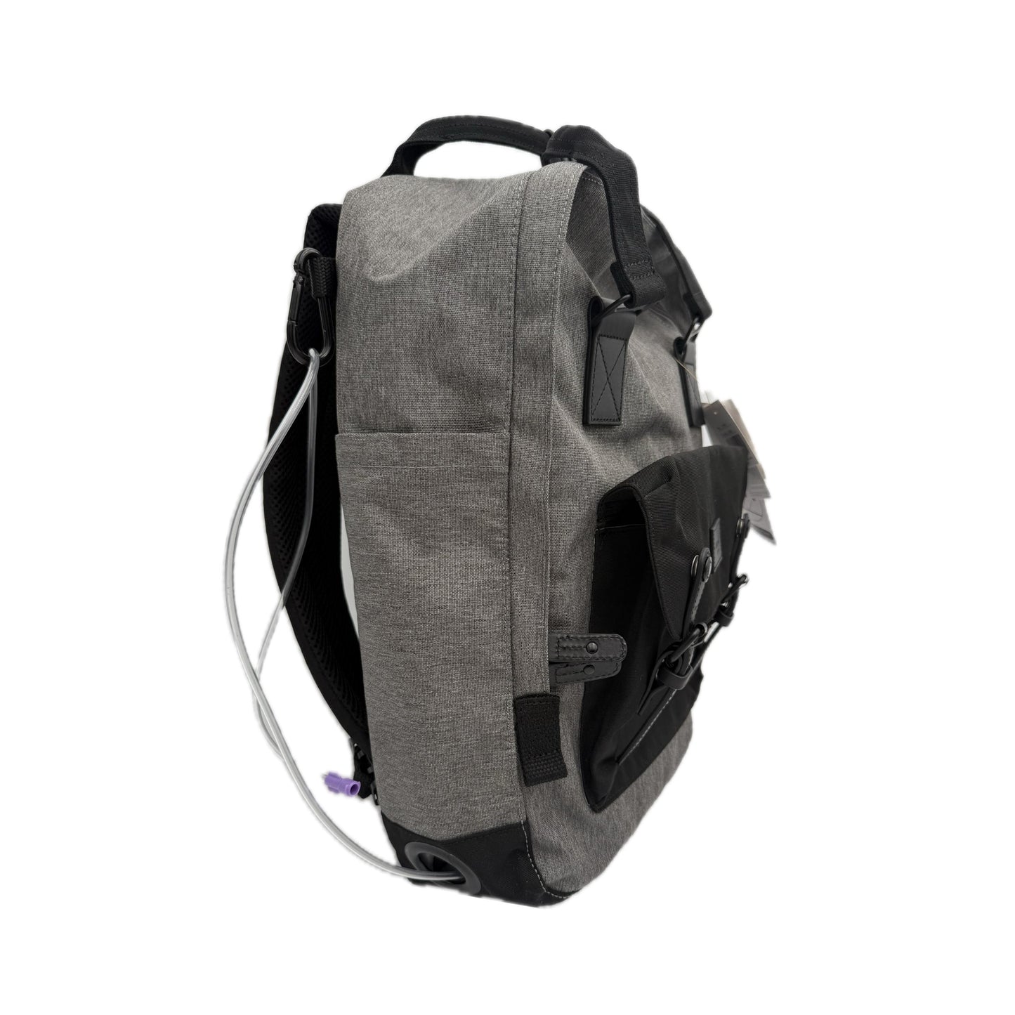 Large Feeding Tube Backpack | Grey and Black | Adapted for Kangaroo Joey/ Omni and Enteralite Infinity | 17”