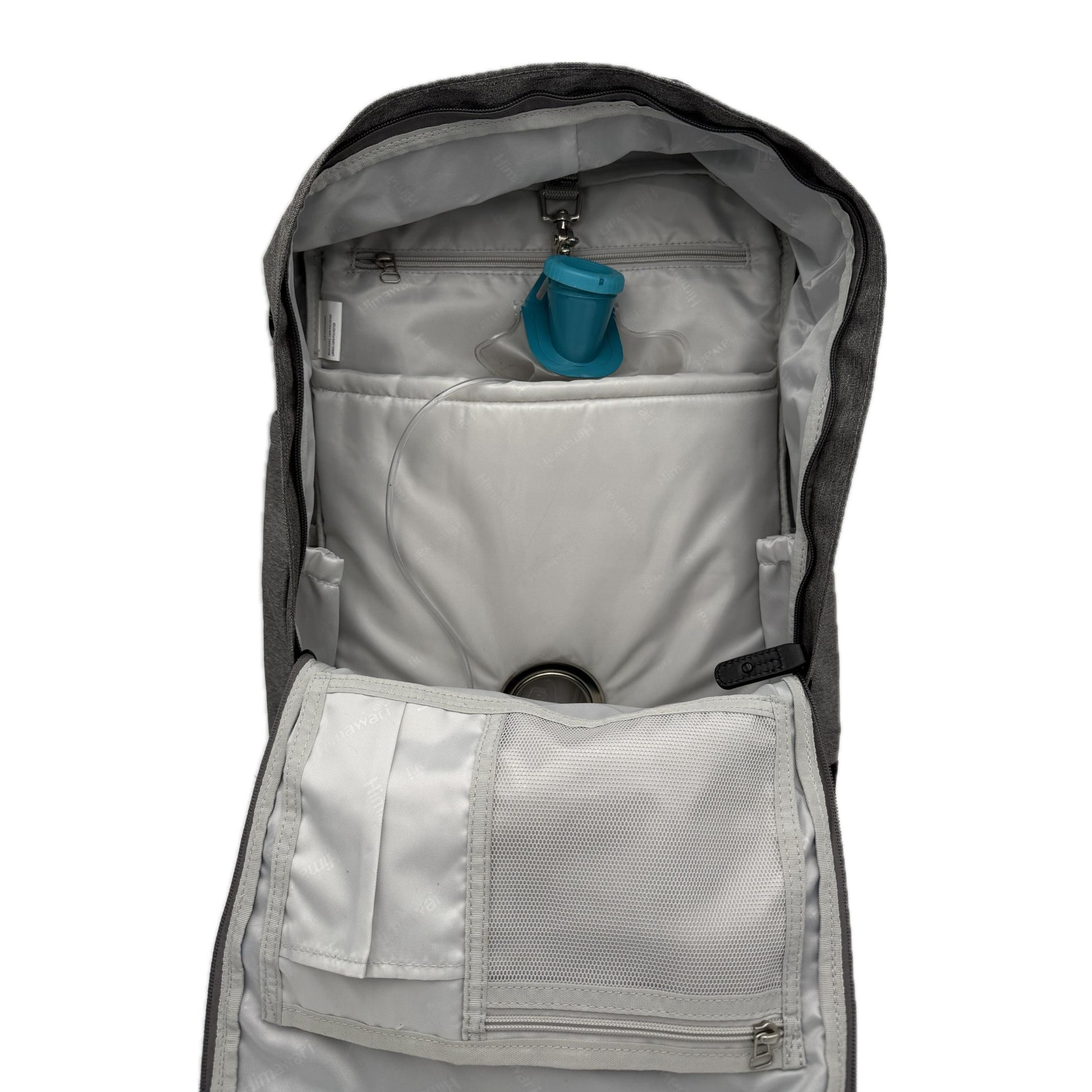 Large Feeding Tube Backpack | Light Grey, Black | Adapted for Kangaroo Joey/ Omni and Enteralite Infinity | 17”