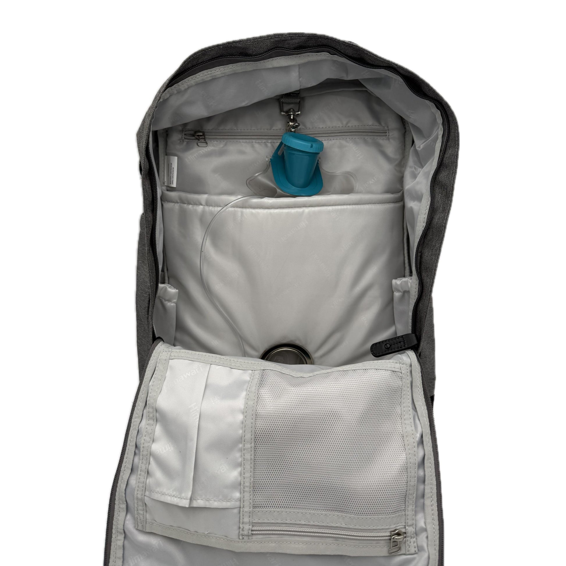 Large Feeding Tube Backpack | Grey and Black | Adapted for Kangaroo Joey/ Omni and Enteralite Infinity | 17”