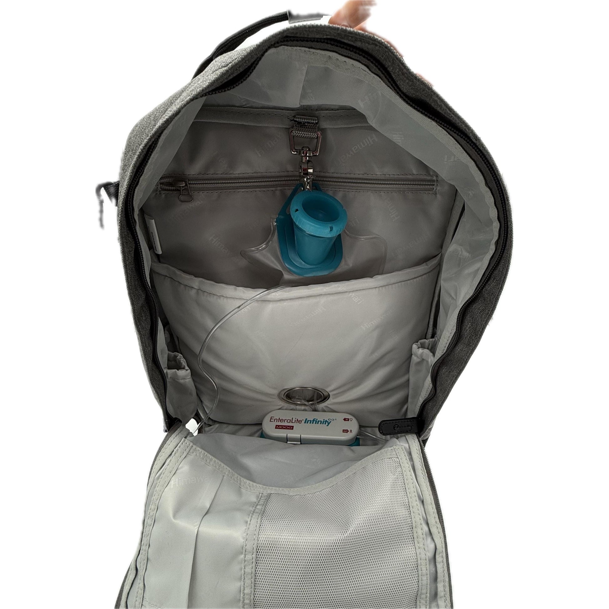 Large Feeding Tube Backpack | Navy Blue, Grey, Black | Adapted for Kangaroo Joey/ Omni and Enteralite Infinity | 17”