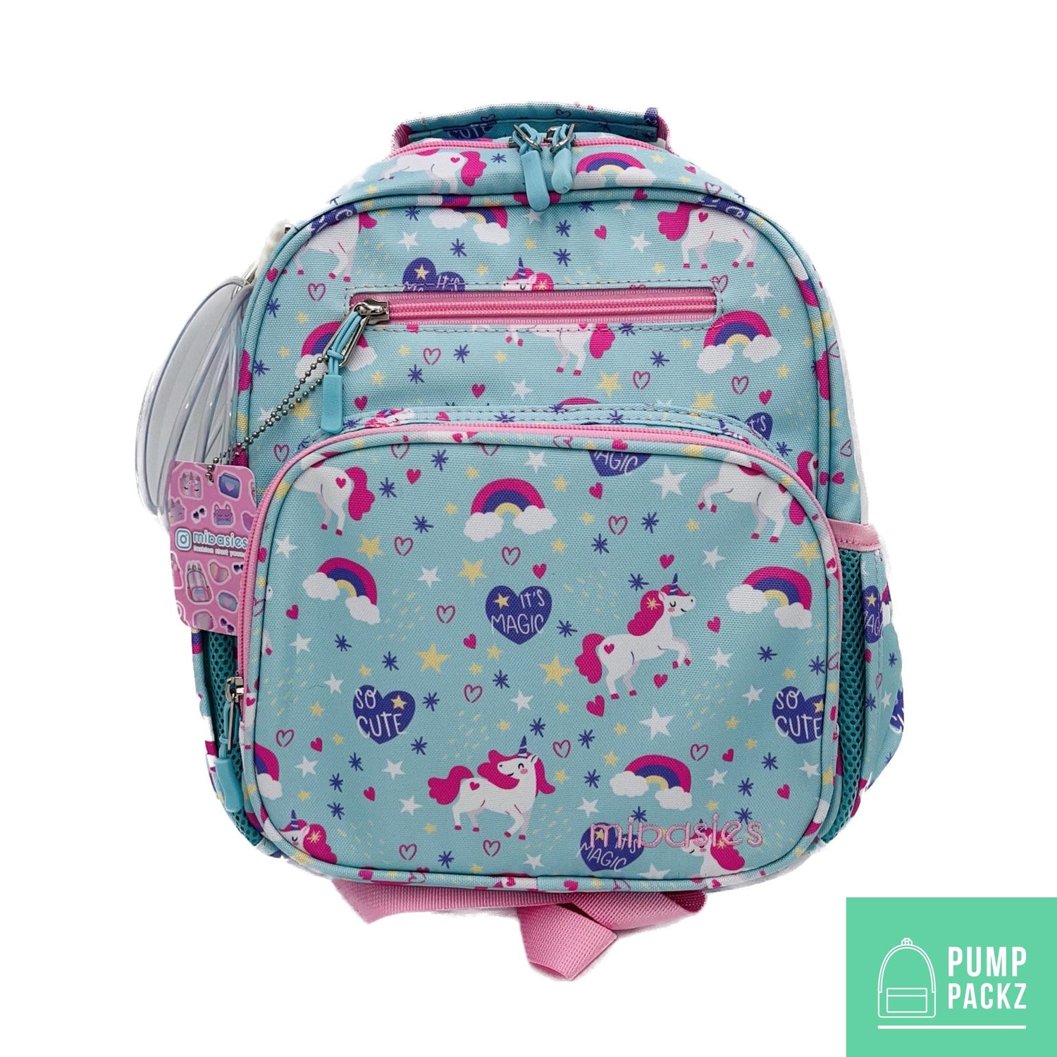 Small Feeding Tube Backpack | Blue Unicorn | For EnteraLite Infinity Feeding Pump, Kangaroo Joey / Omni | 12”