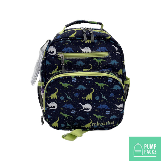 Small Feeding Tube Backpack | Navy Blue Cosmic Dinosaur | For EnteraLite Infinity Feeding Pump, Kangaroo Joey / Omni | 12”
