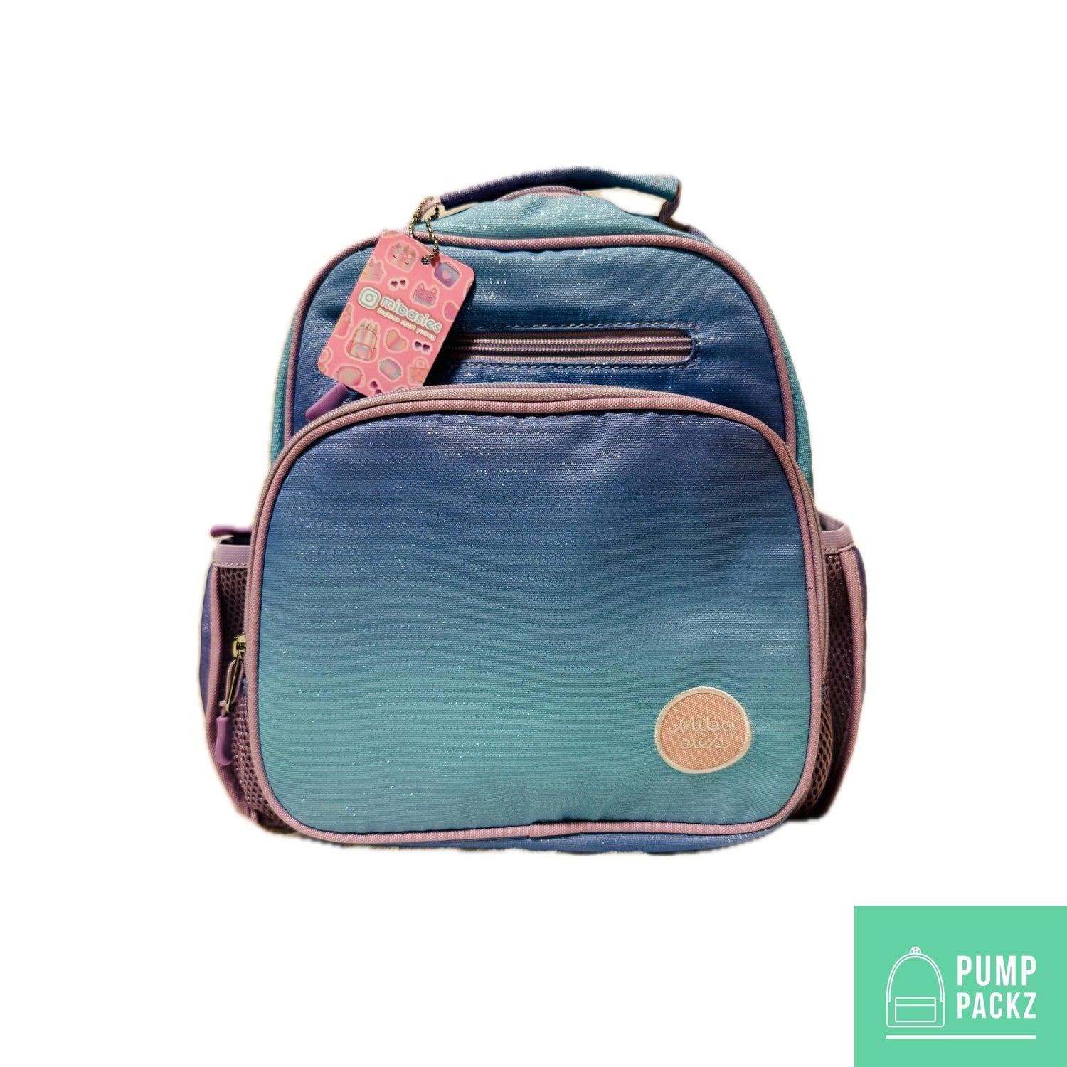 Small Feeding Tube Backpack | Ombré Purple Blue Sparkles | For EnteraLite Infinity Feeding Pump, Kangaroo Joey / Omni | 12”