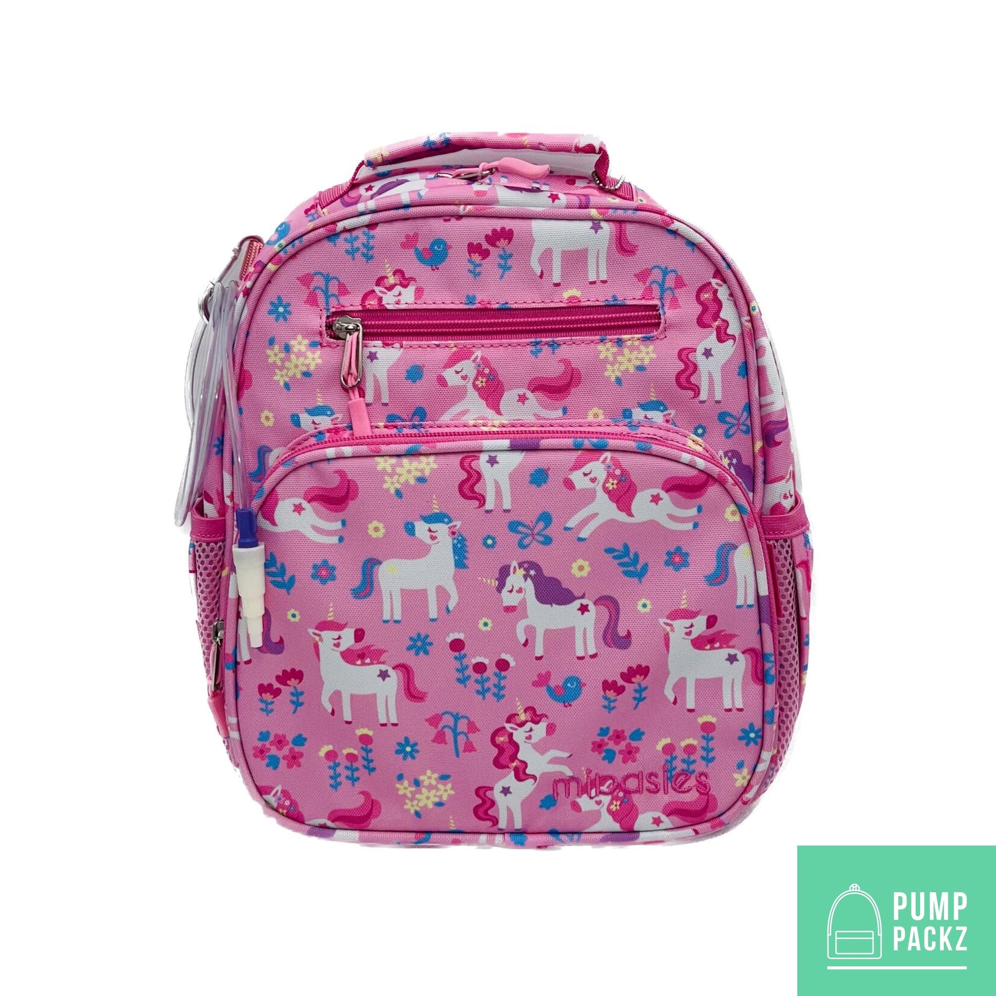 Small Feeding Tube Backpack | Pink Flower Unicorn