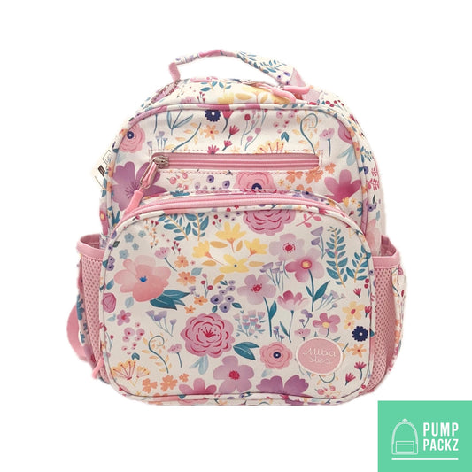 Small Feeding Tube Backpack | Pink Flowers | For EnteraLite Infinity Feeding Pump, Kangaroo Joey / Omni | 12”