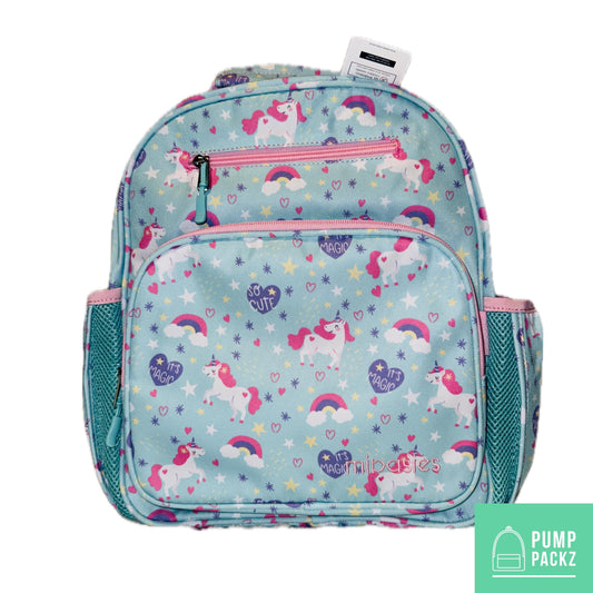 Medium/Large 15” | Gtube Modified Feeding Tube Backpack | Mint Blue Unicorn | For EnteraLite Infinity Feeding Pump