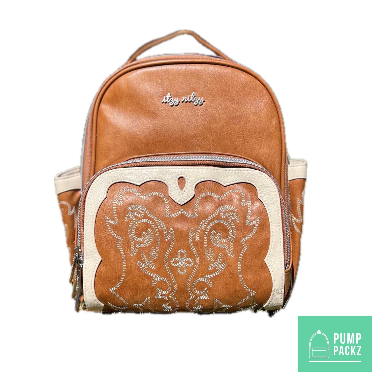 Small Tube Feeding Backpack | Western Brown, Vegan Leather | Small, 12” | For Enteralite Infinity, Kangaroo Joey/Omni, TPN