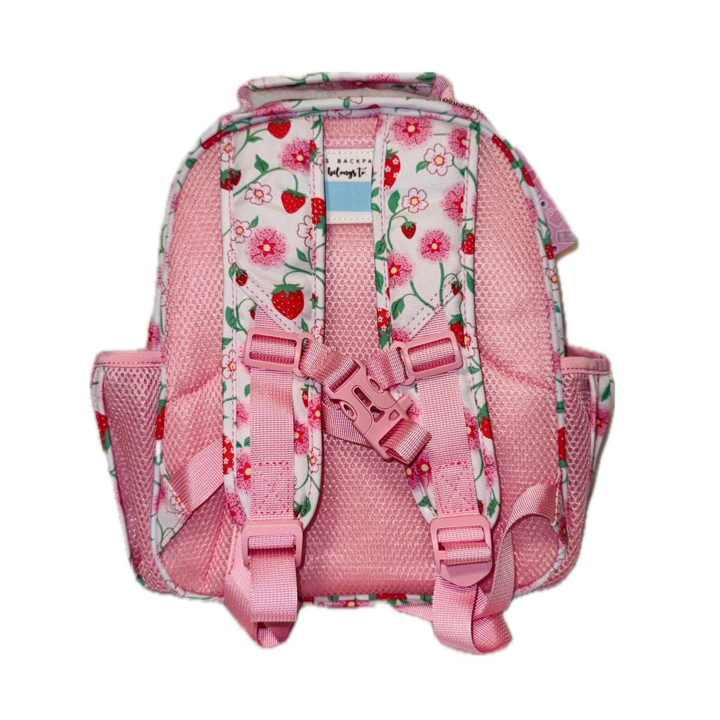 Small Feeding Tube Backpack | Pink Vine and Flower Strawberries | For EnteraLite Infinity Feeding Pump, Kangaroo Joey / Omni | 12”