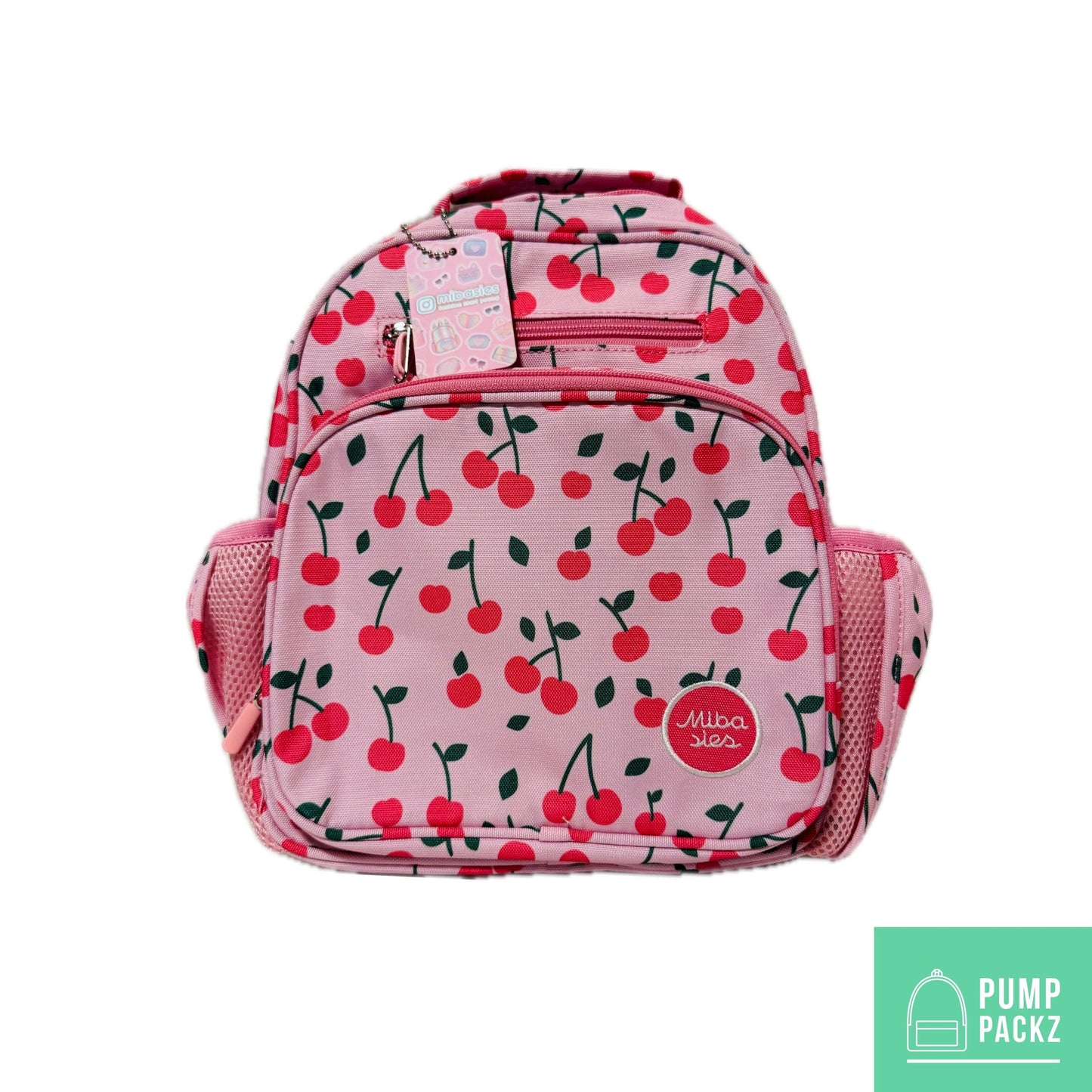 Small Feeding Tube Backpack | Pink Cherries