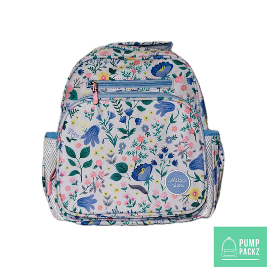 Small Feeding Tube Backpack | Sky Blue Floral | For EnteraLite Infinity Feeding Pump, Kangaroo Joey / Omni | 12”
