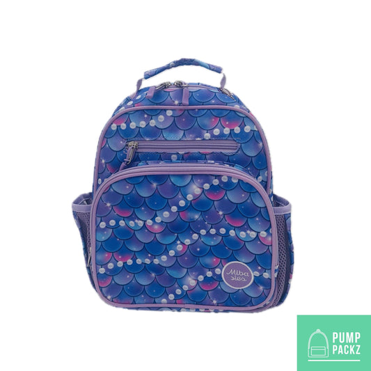 Small Feeding Tube Backpack | Purple Mermaid and Pearls | For EnteraLite Infinity Feeding Pump, Kangaroo Joey / Omni | 12”