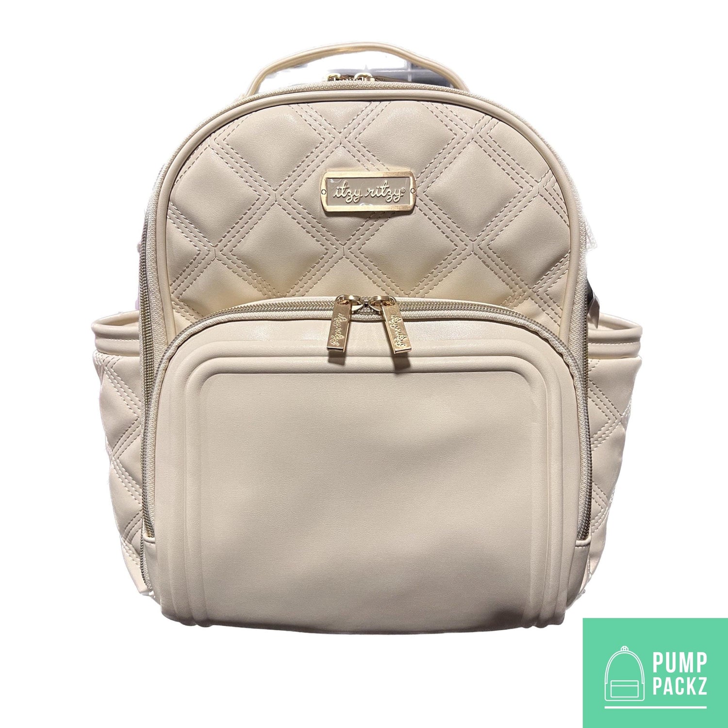 Small Tube Feeding Backpack | Cream, Milk and Honey, Vegan Leather | Small, 12” | For Enteralite Infinity, Kangaroo Joey/Omni, TPN