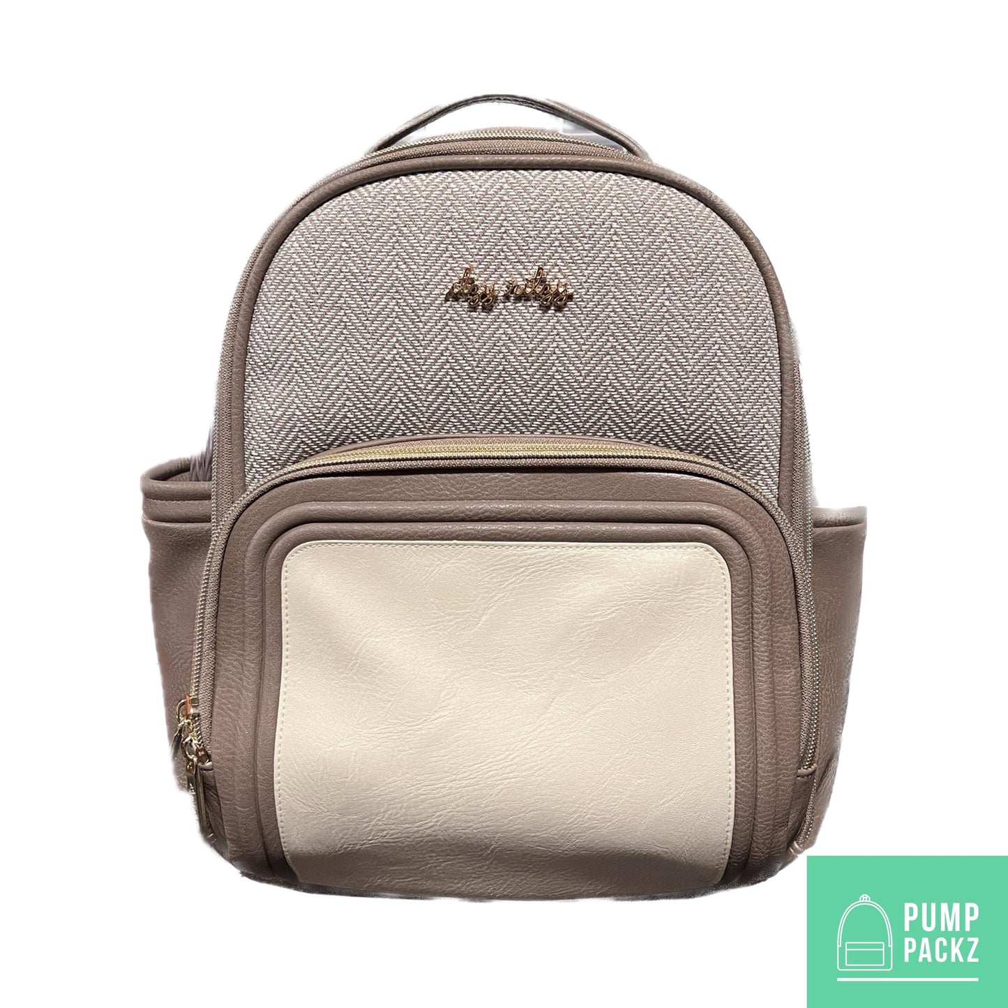 Small Tube Feeding Backpack | Vanilla Latte, Vegan Leather | Small, 12” | For Enteralite Infinity, Kangaroo Joey/Omni, TPN