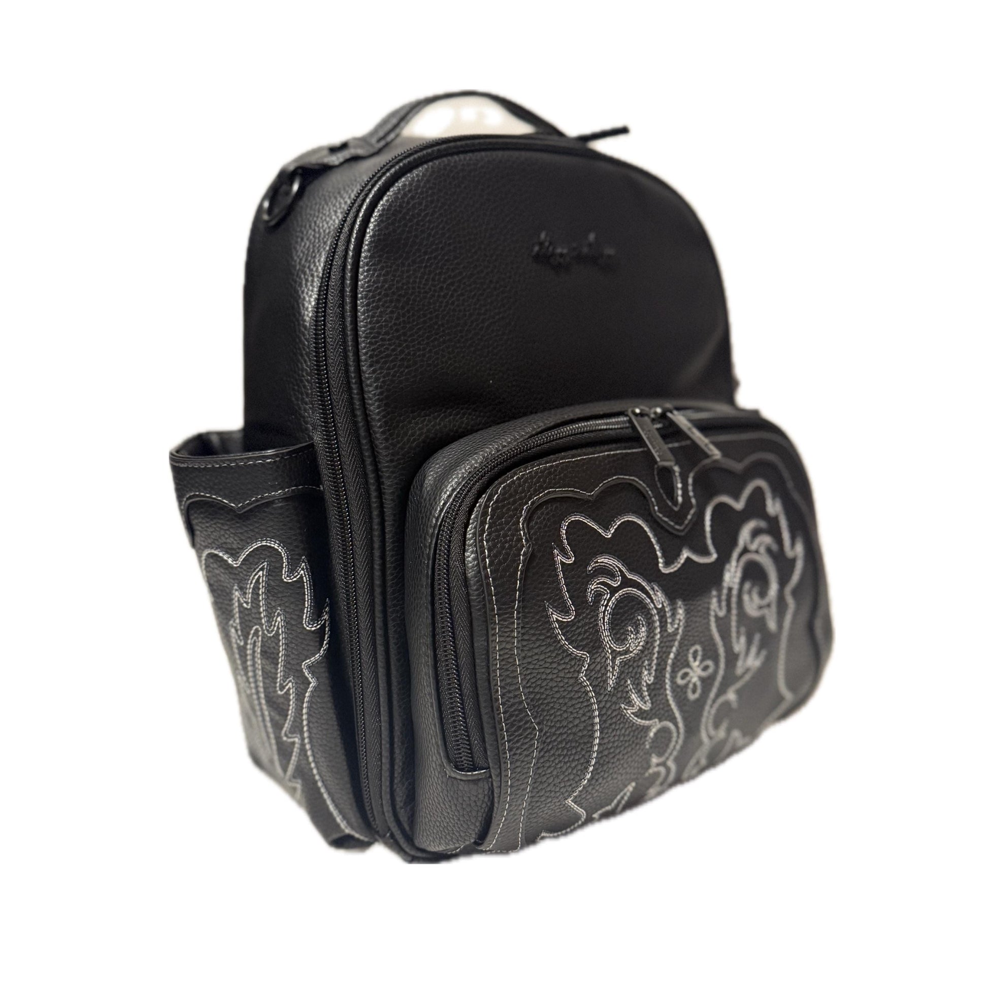 Small Tube Feeding Backpack | Black Western, Vegan Leather | Small, 12” | For Enteralite Infinity, Kangaroo Joey/Omni, TPN