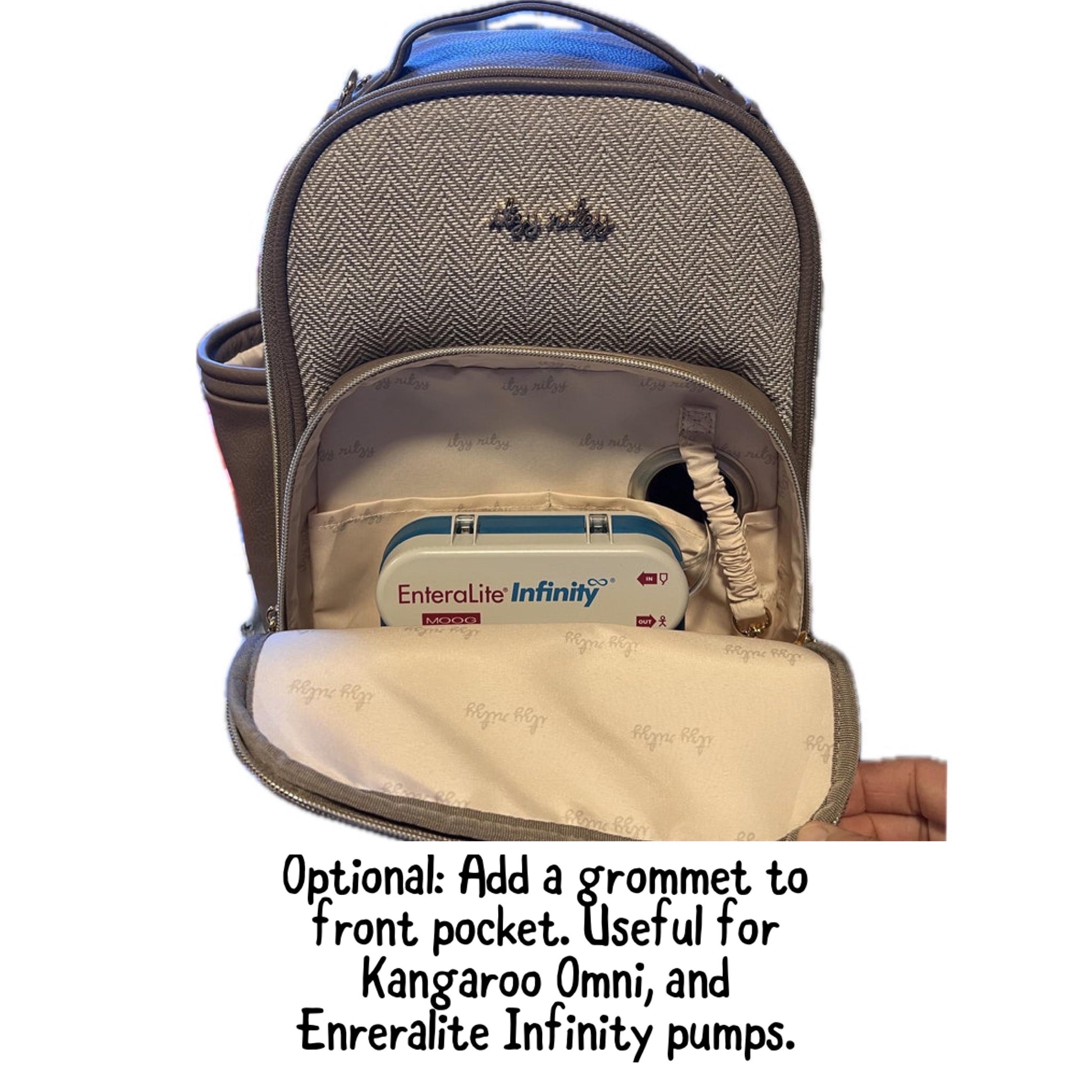 Small Tube Feeding Backpack | Western Brown, Vegan Leather | Small, 12” | For Enteralite Infinity, Kangaroo Joey/Omni, TPN