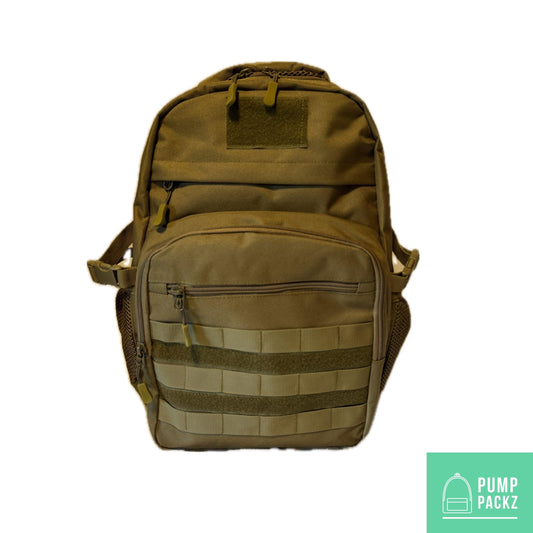 Medium/Large Feeding Tube Backpack | Tactical Molle Brown |Adapted for Kangaroo Joey/Omni and Enteralite Infinity 16”
